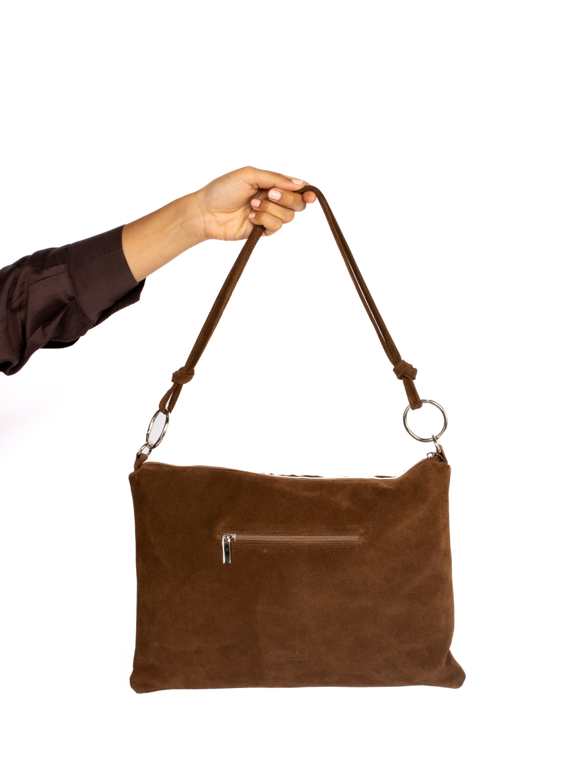 Mala de ombro em camurça com animal print