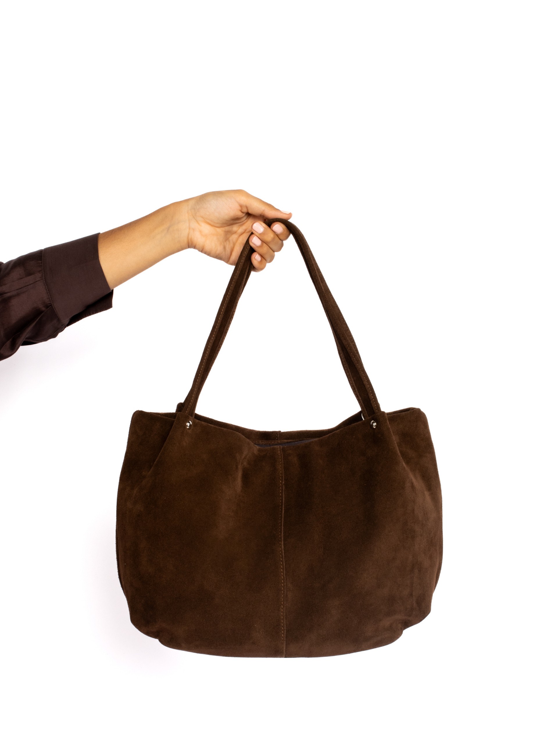 Mala de ombro em camurça com flor