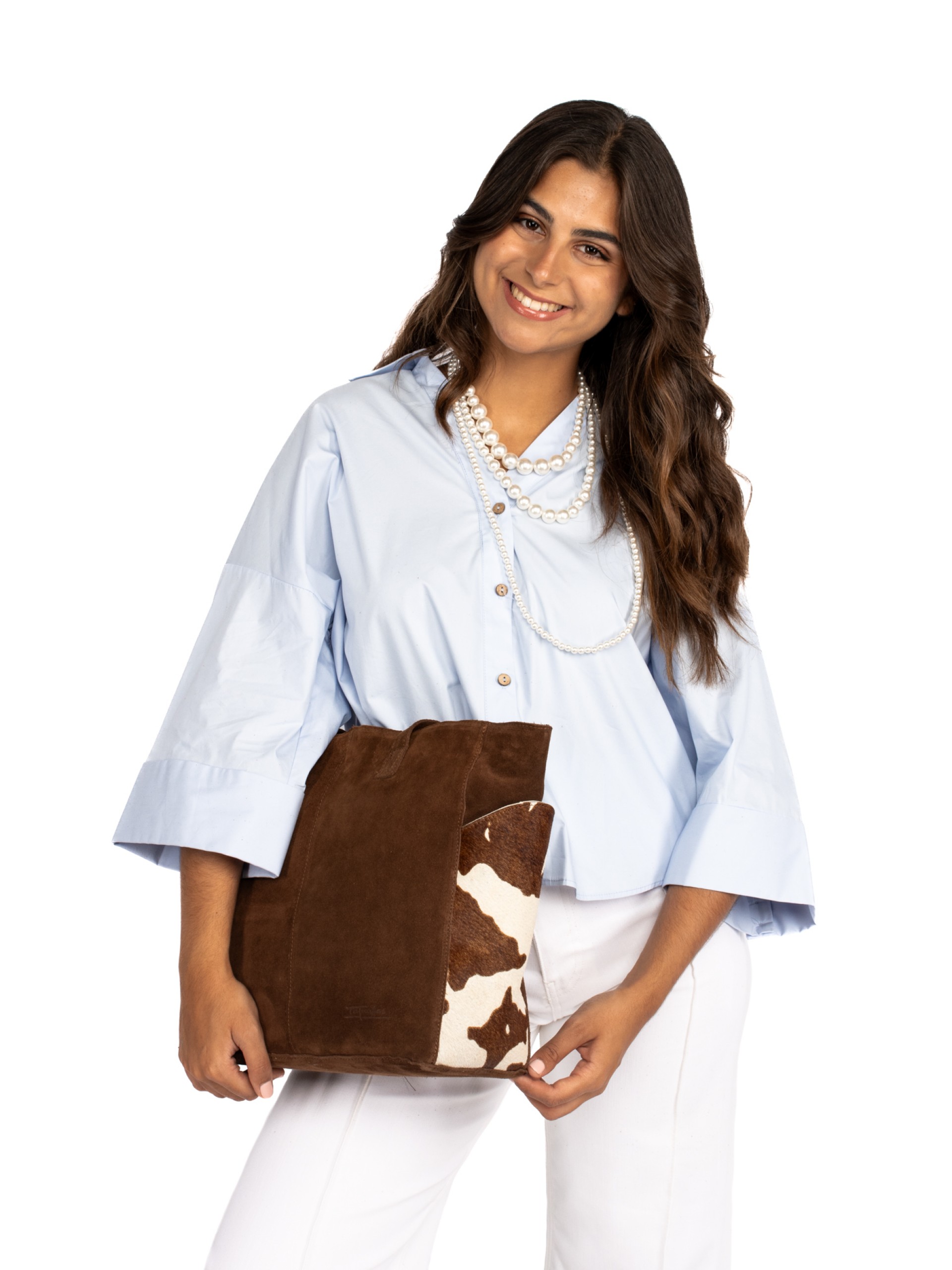 MALA OMBRO CAMURÇA E PÊLO