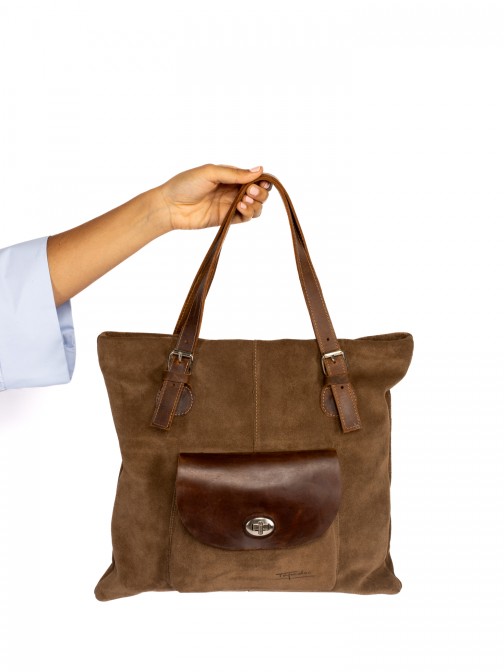 MALA DE OMBRO EM CAMURA E PELE  COM BOLSO
