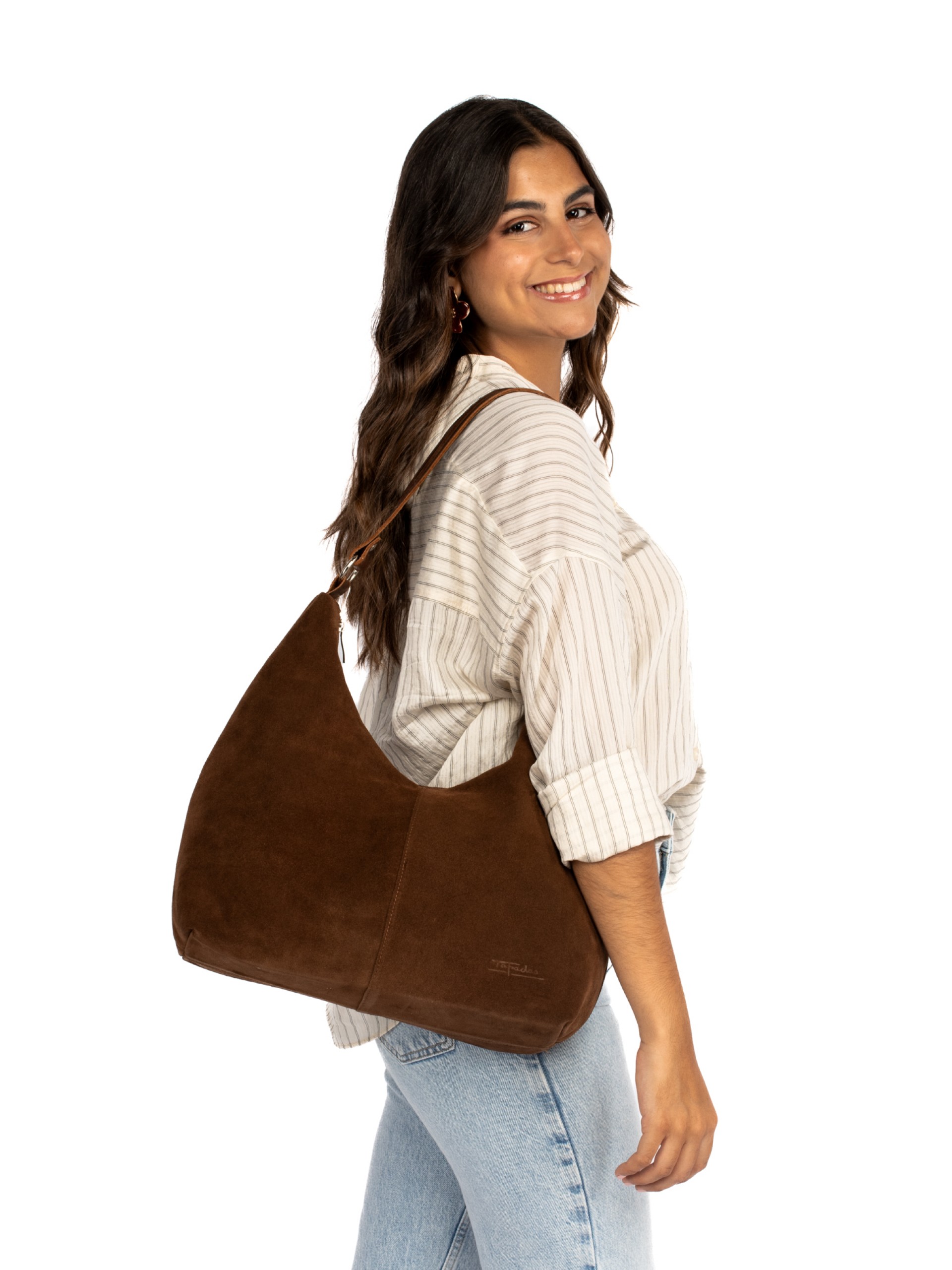 MALA OMBRO EM CAMURÇA E PELE