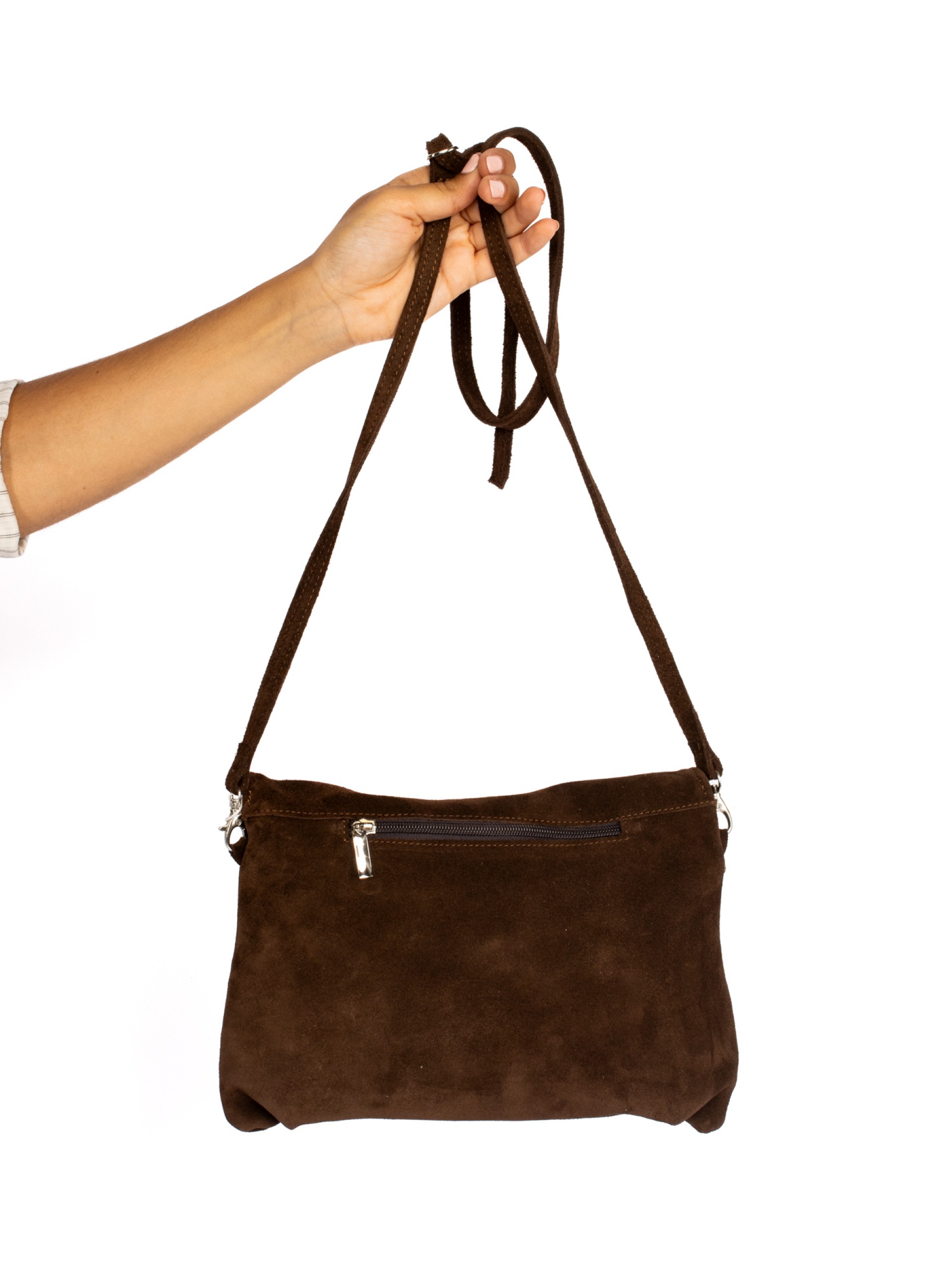 MALA TIRACOLO EM CAMURÇA COM FLOR