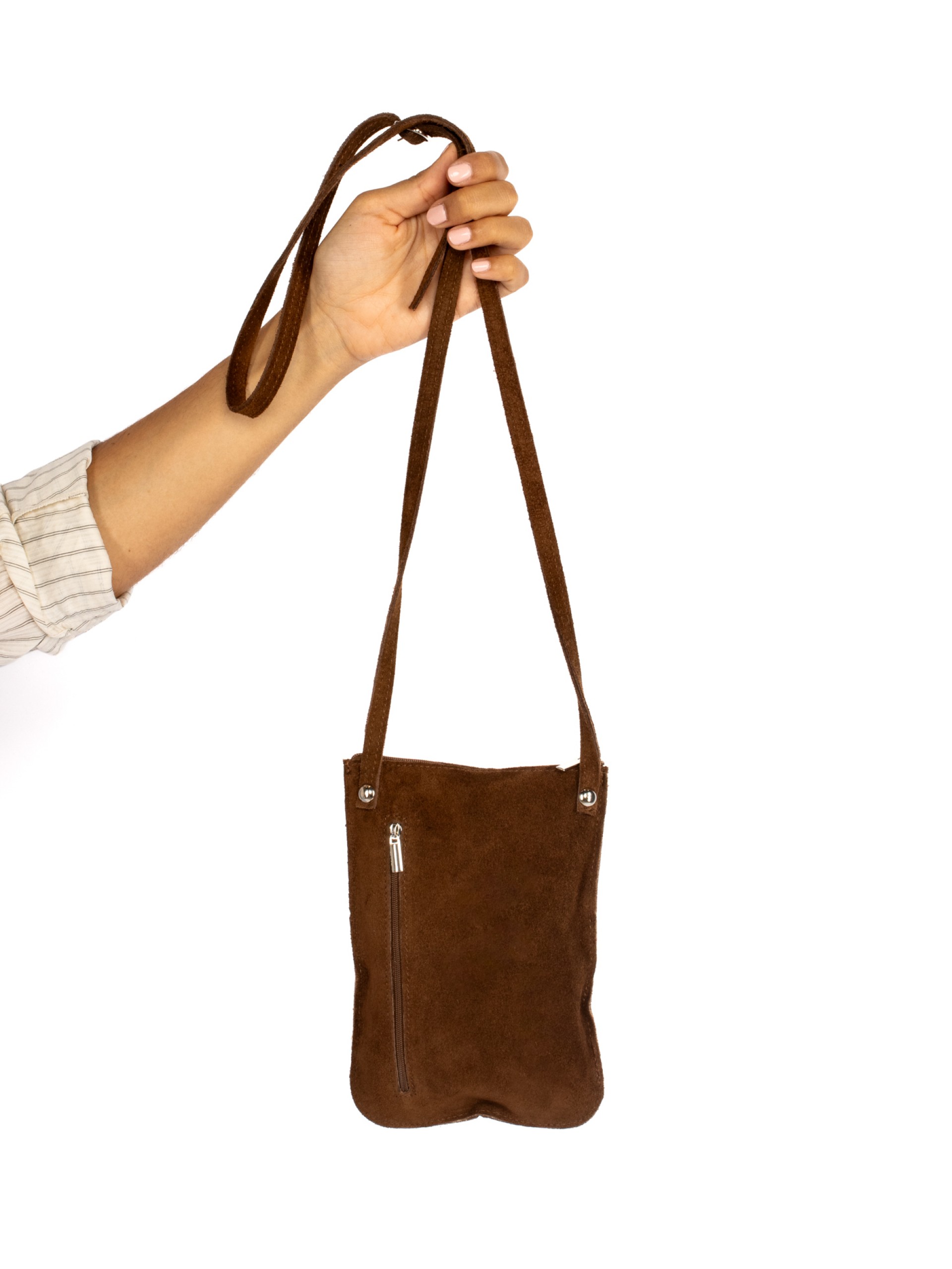 MALA TIRACOLO EM CAMURÇA E BOLSO EM PÊLO