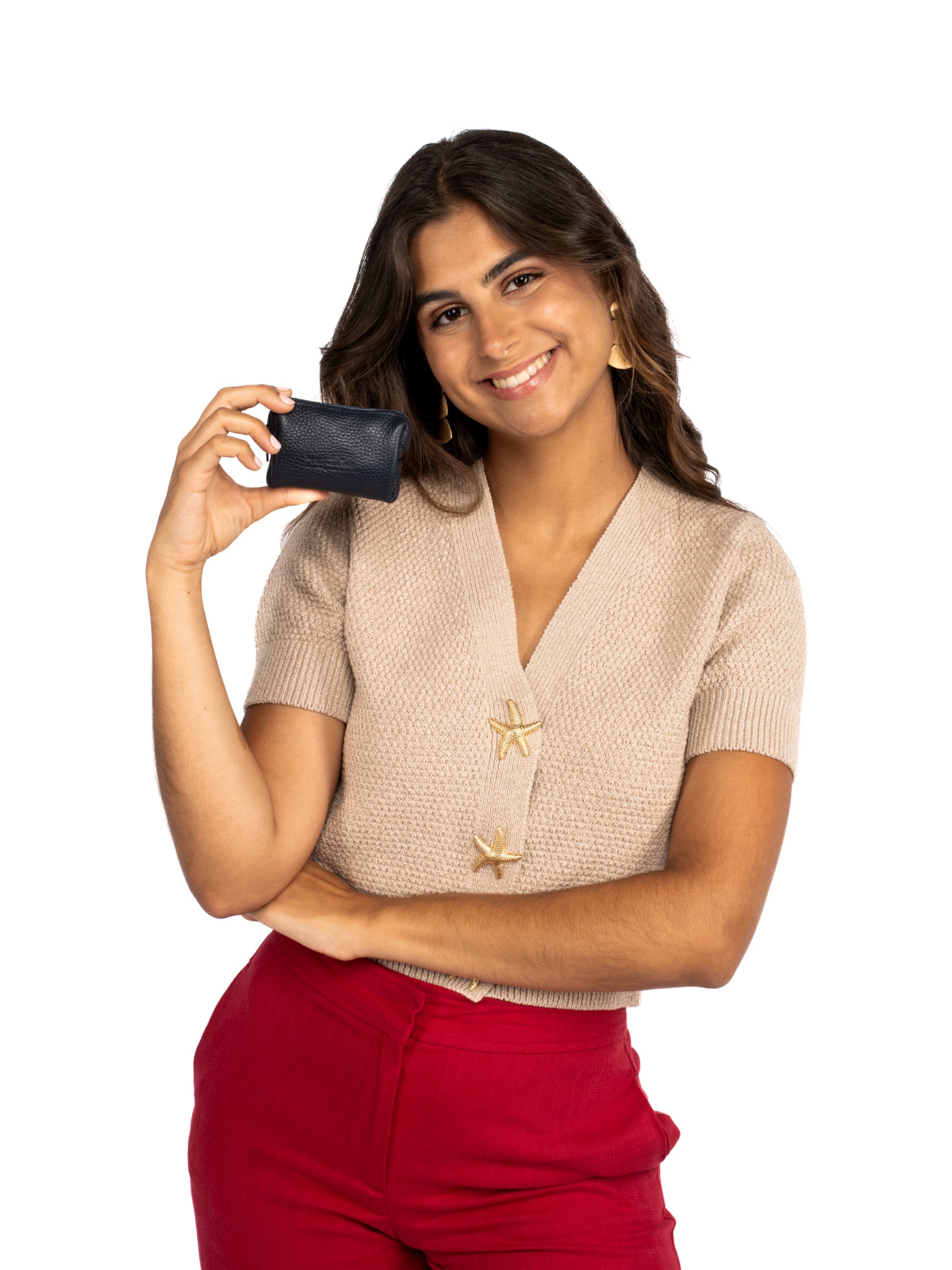 Porta moedas em pele