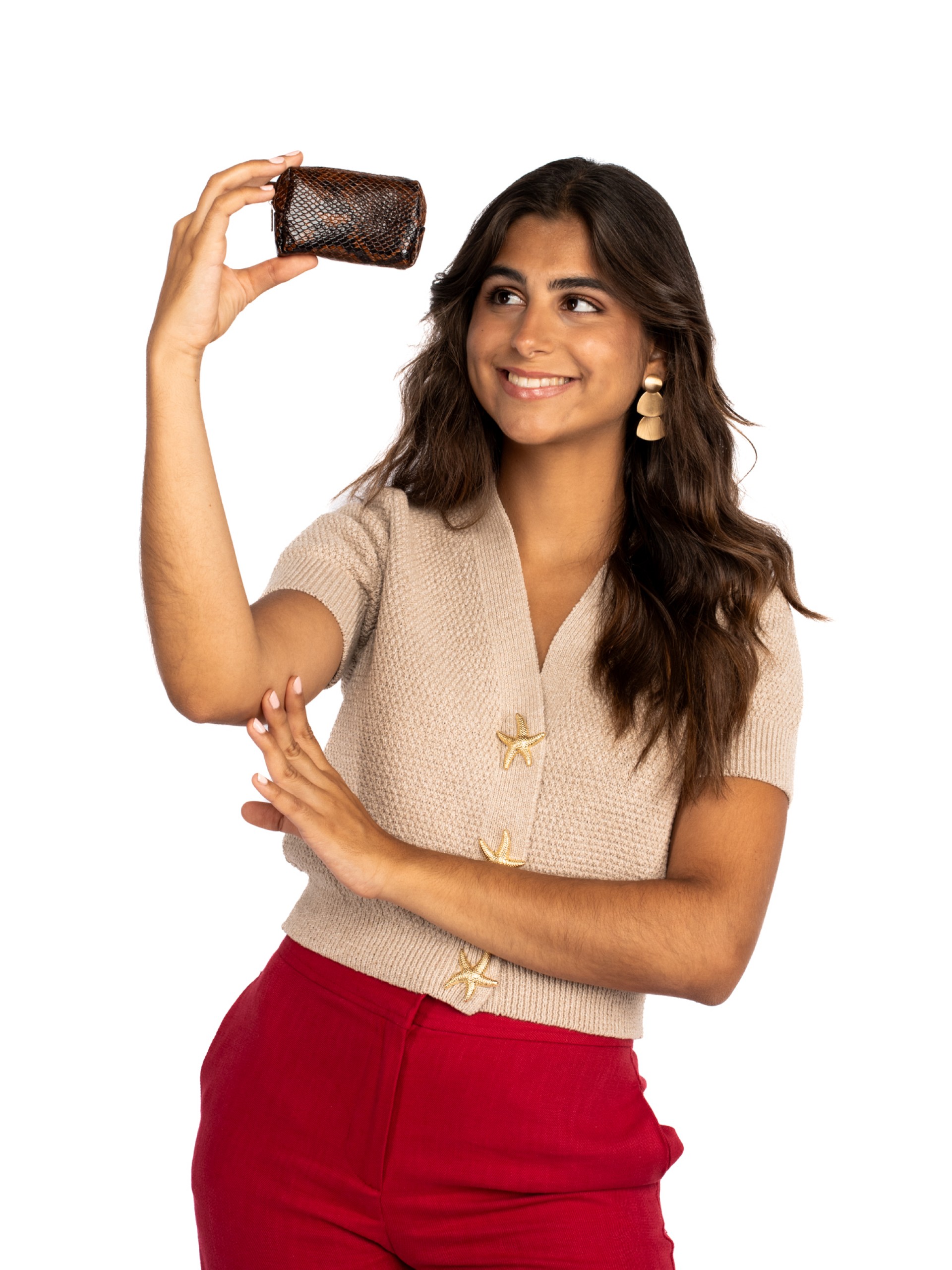 Porta moedas em pele camurça