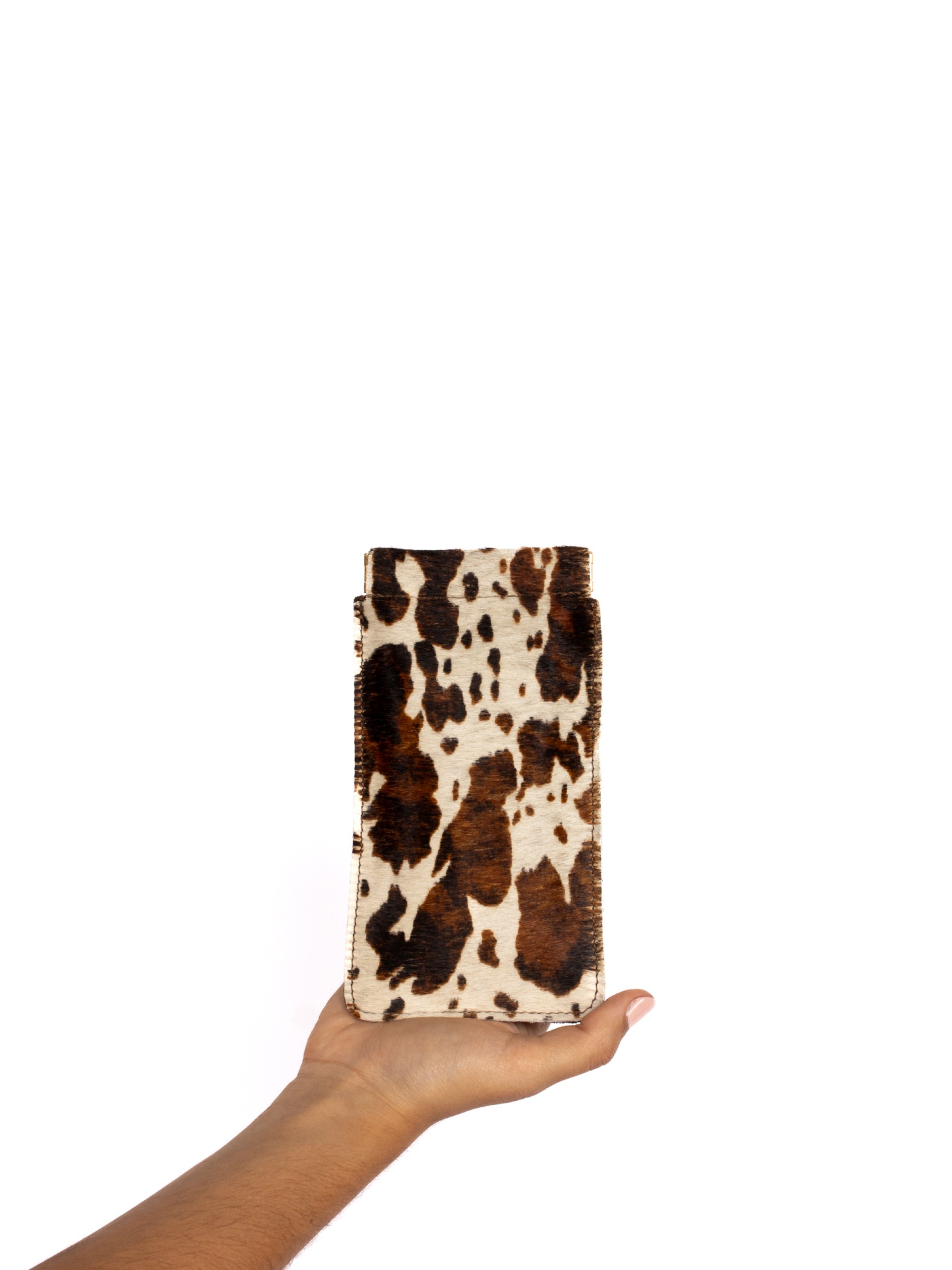 Bolsa de óculos em camurça e pêlo