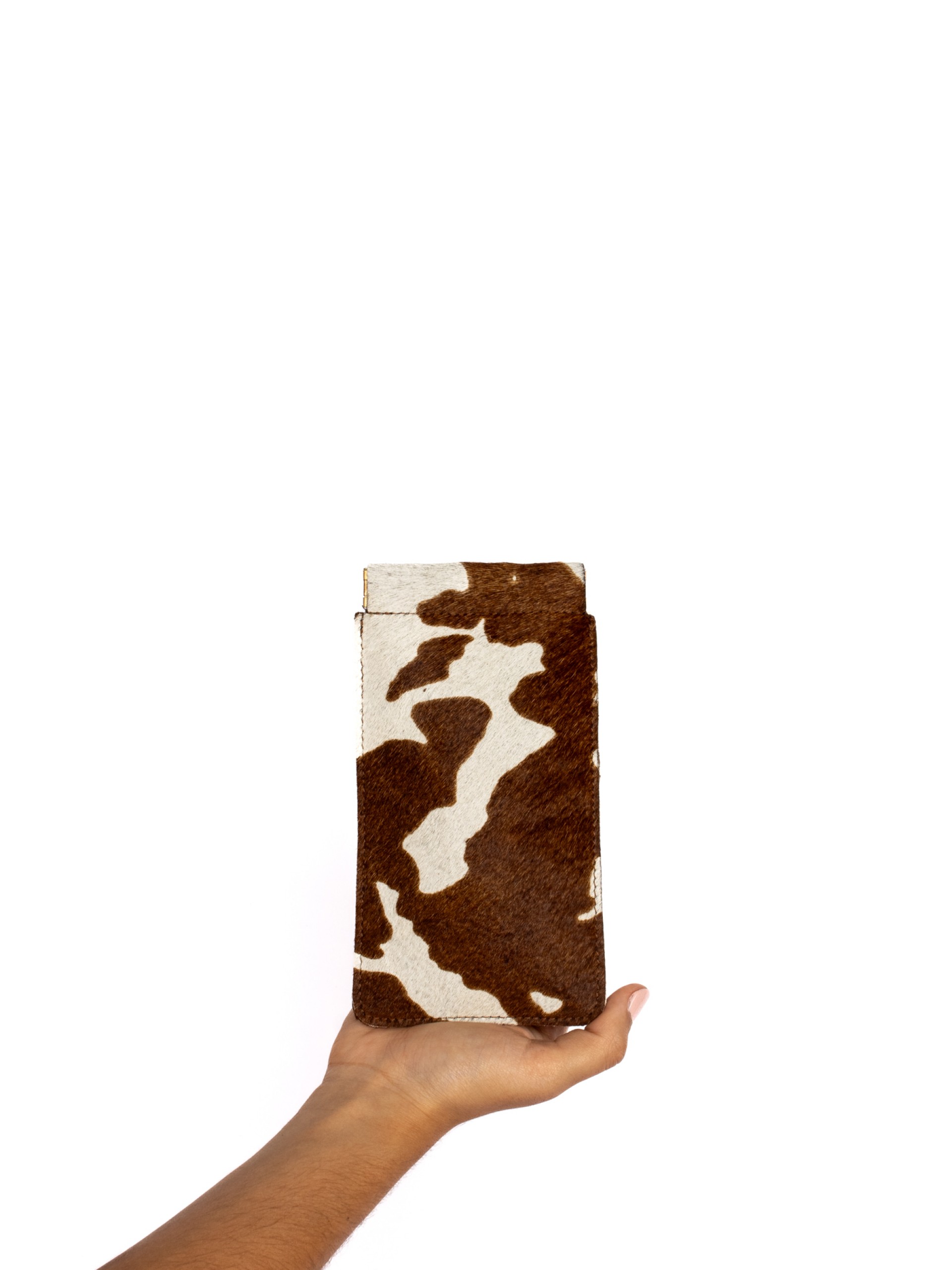 Bolsa de óculos em camurça e pêlo