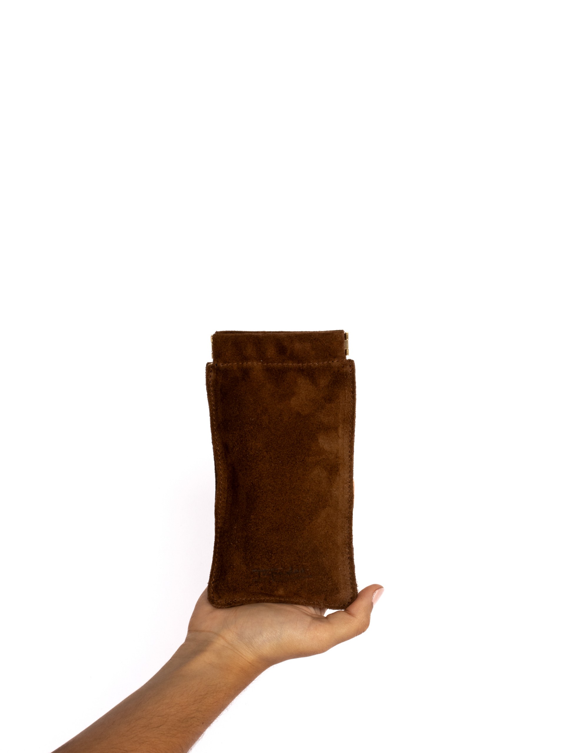 Bolsa de óculos em camurça