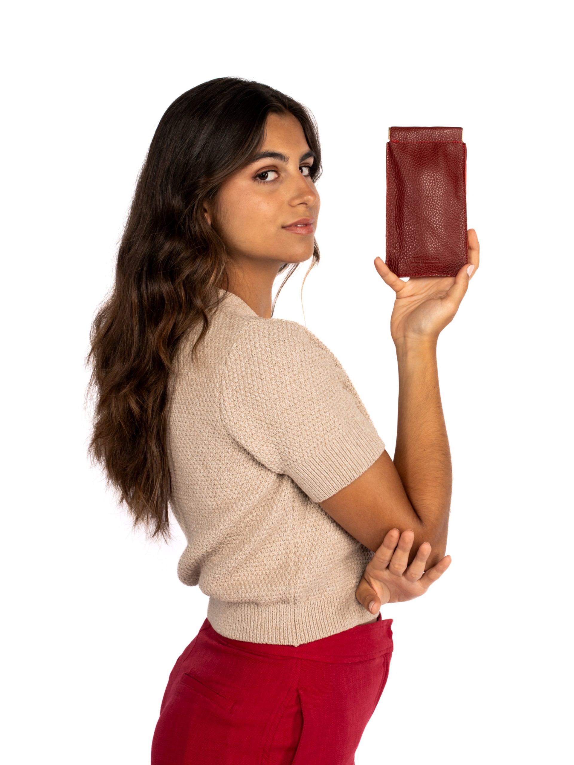 Bolsa de óculos em pele