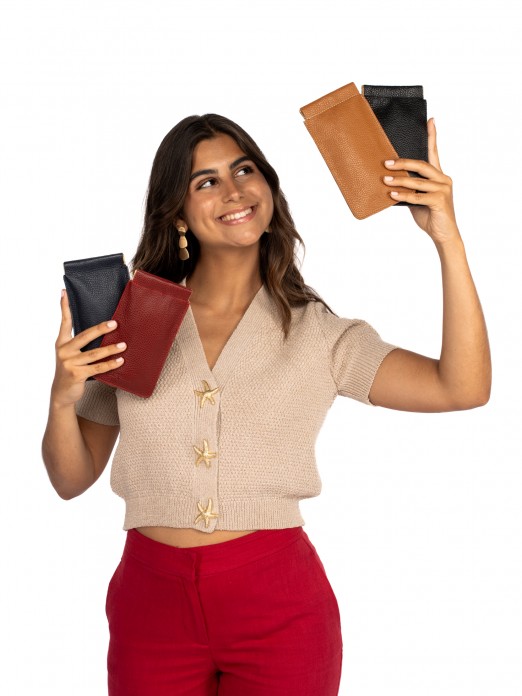 Bolsa de óculos em pele Bolsa de óculos em pele