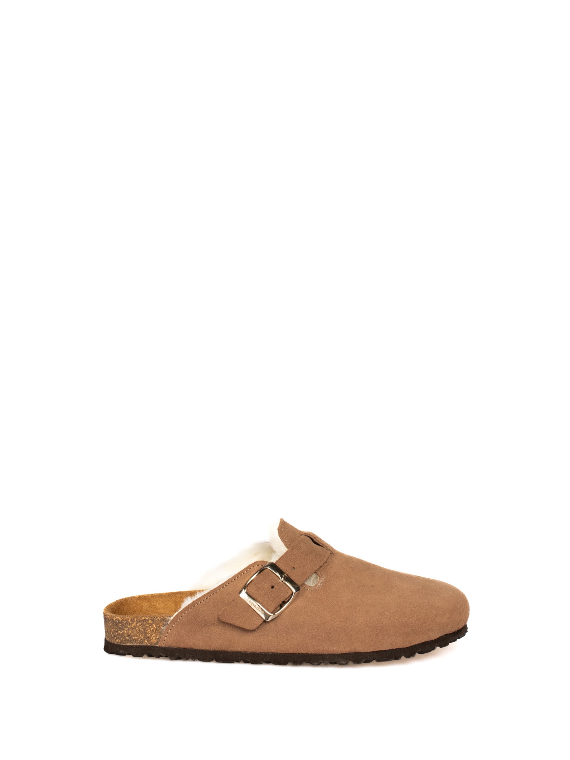 Suede Clogs with Fur