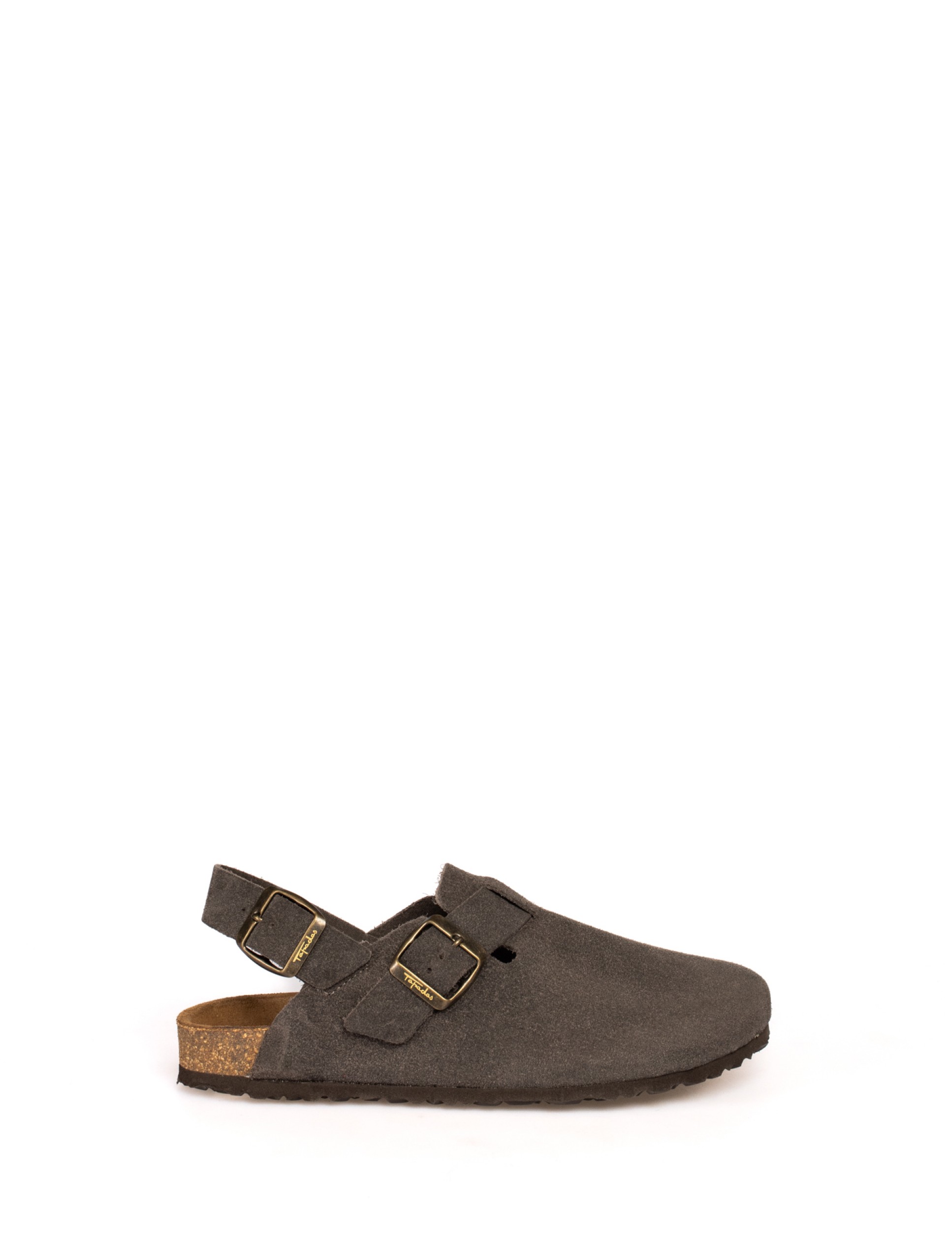 Clogs em camurça com tira no calcanhar