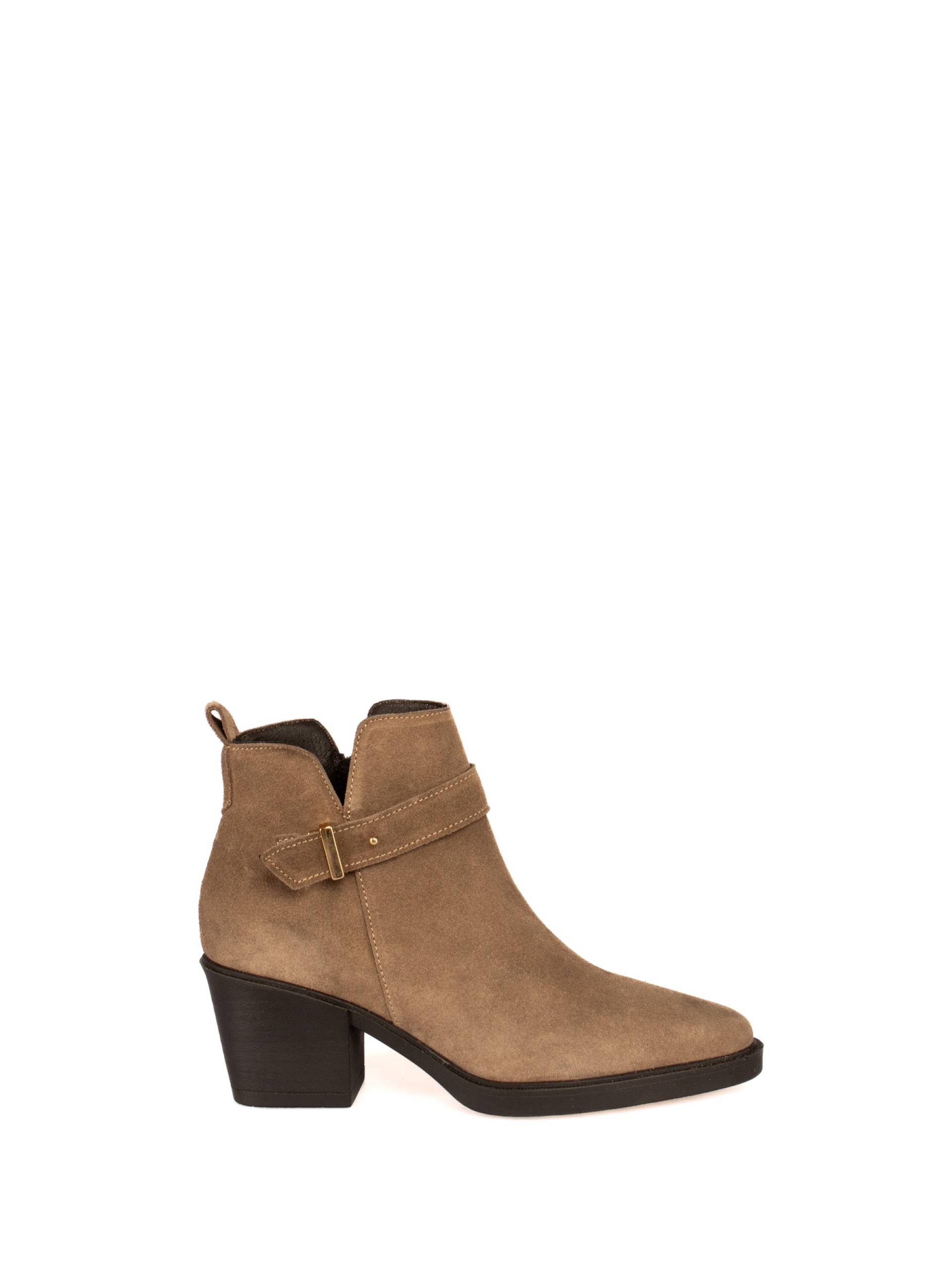 Suede Ankle Boot with Buckle