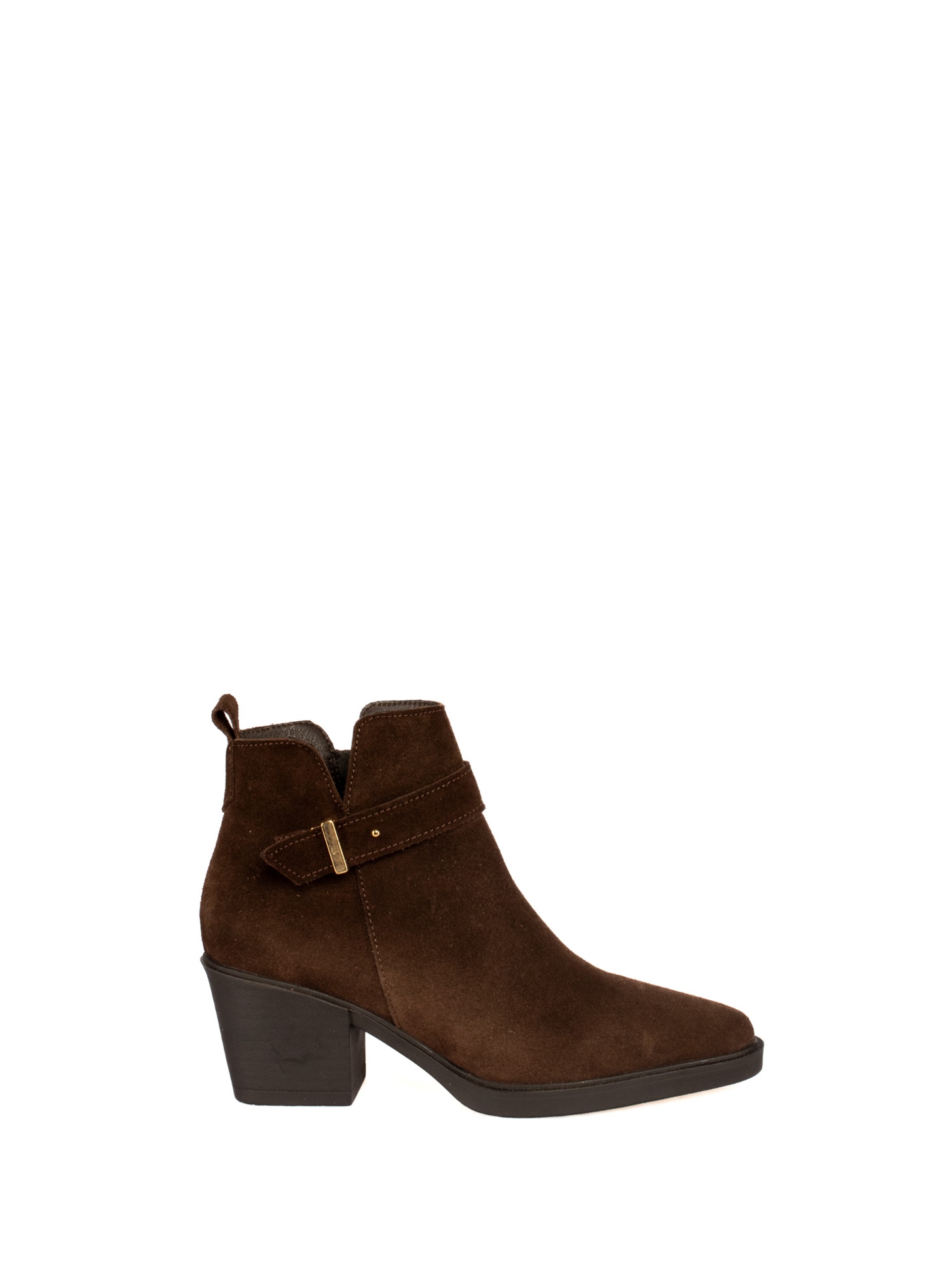 Suede Ankle Boot with Buckle
