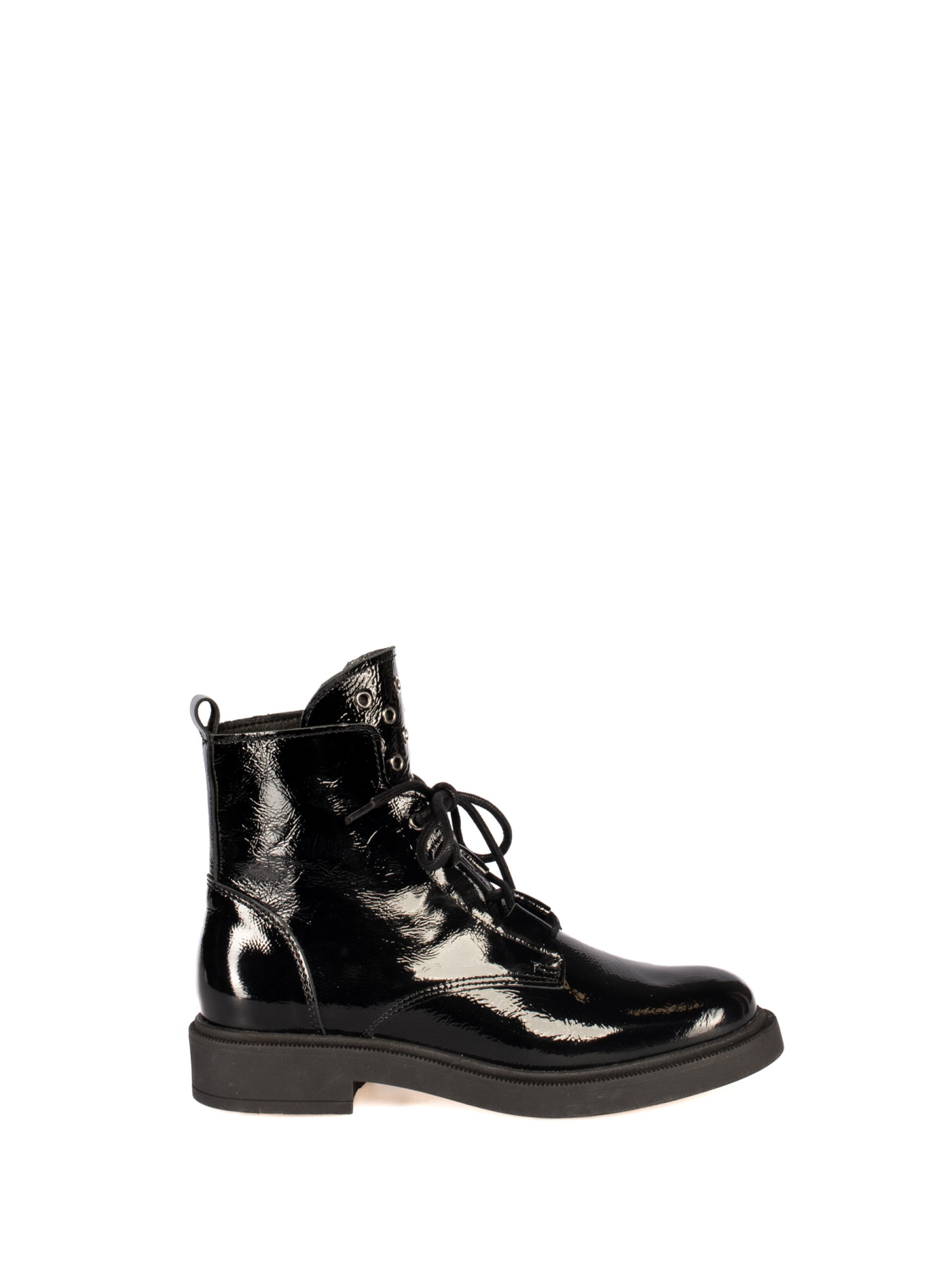 Patent leather lace-up boots