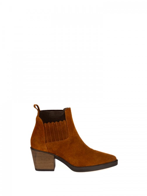 Suede Ankle Boot with Elastic