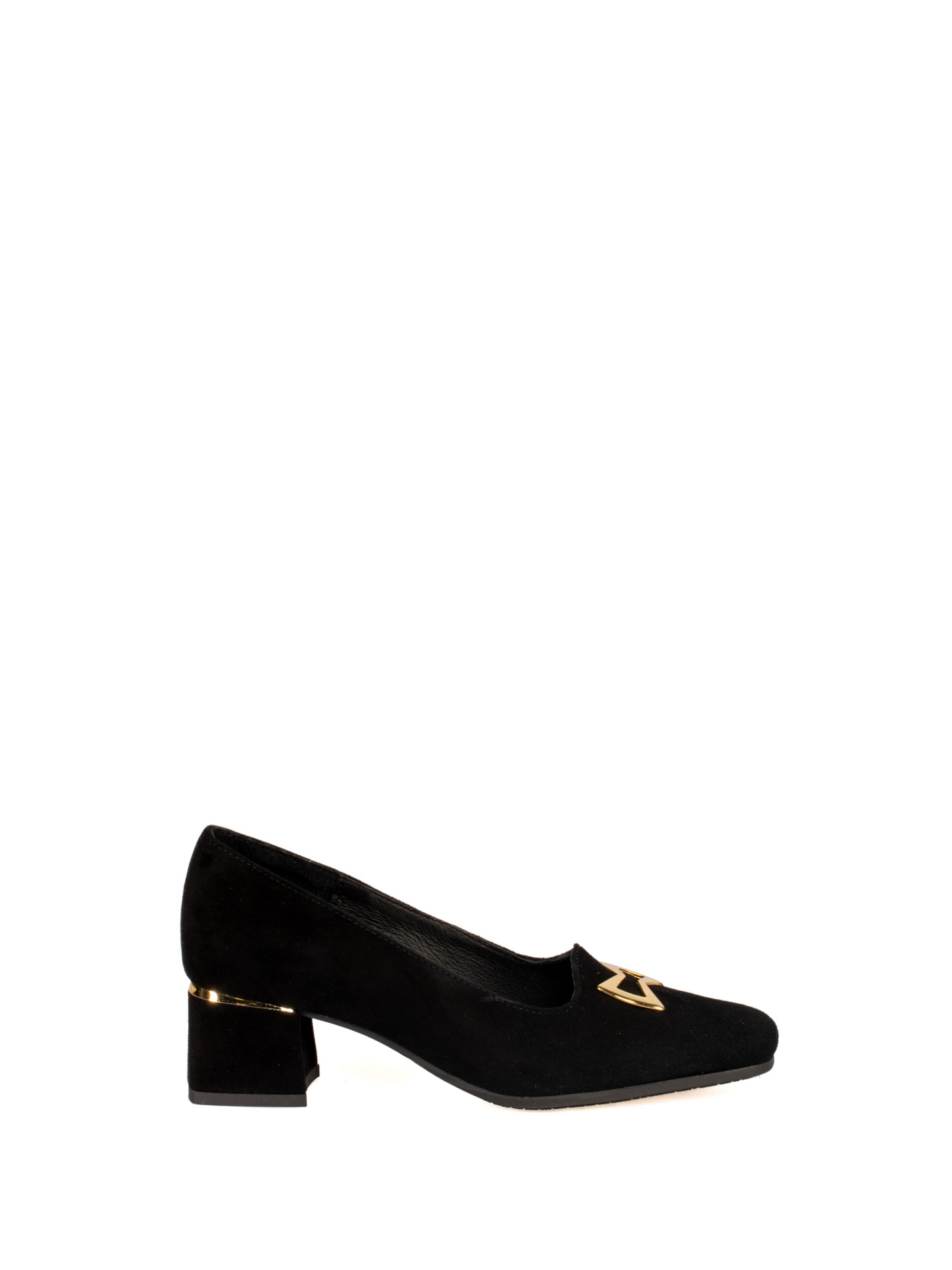 Suede shoe with gold detail