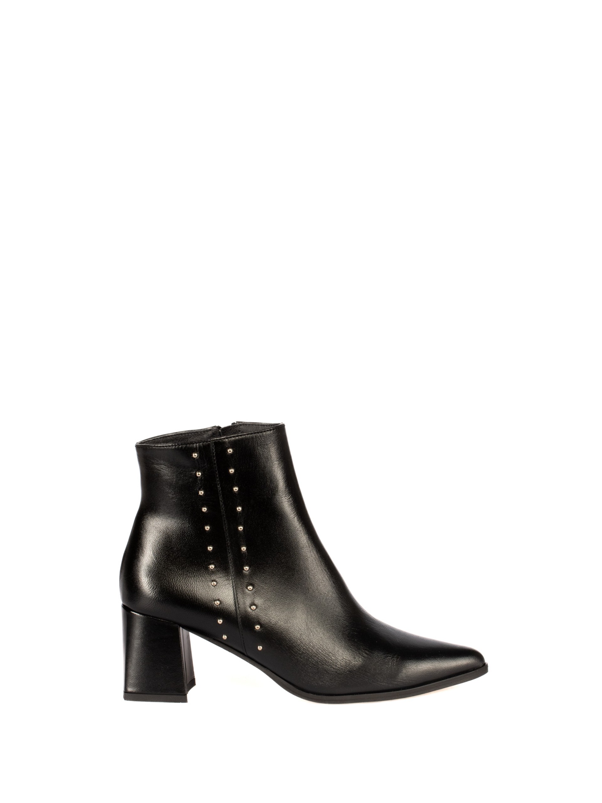 Leather High-Heel Ankle Boot with Studs