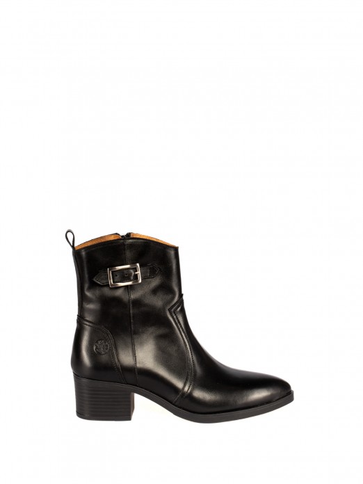 Leather Ankle Boot with Buckle