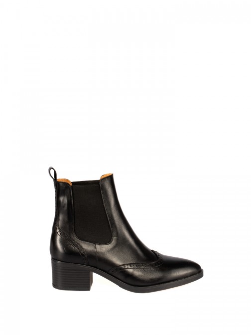 Leather Ankle Boots with Covered Elastic