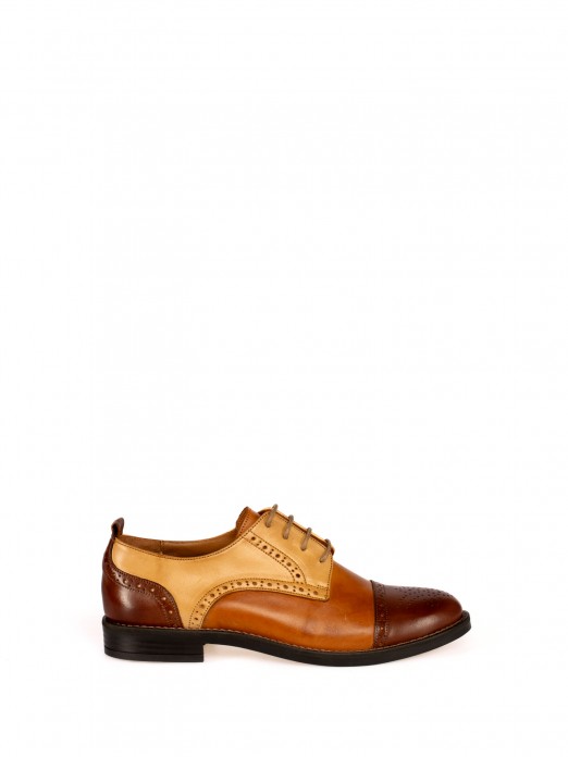 Sapato Oxford Atacadores em Pele Multicor