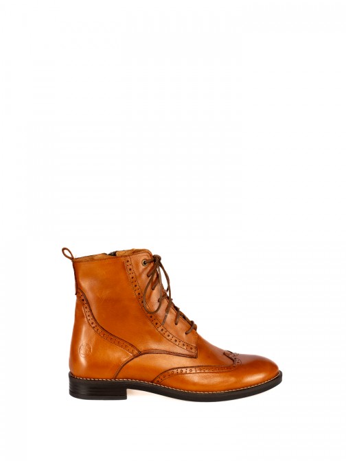 Leather Oxford Lace-Up Ankle Boots.