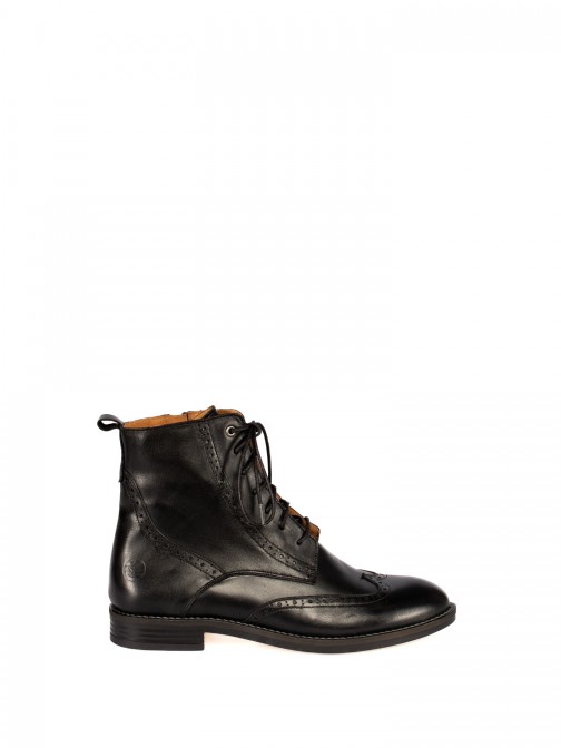Leather Oxford Lace-Up Ankle Boots.