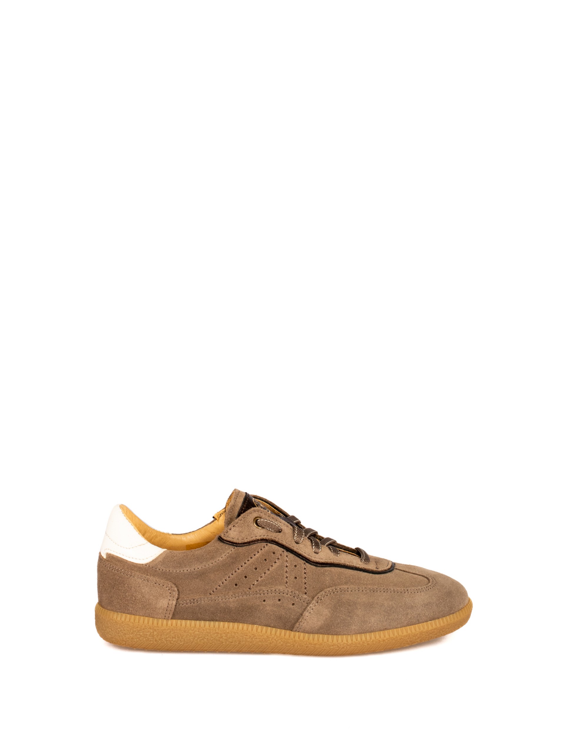 Suede sports shoes with leather detail