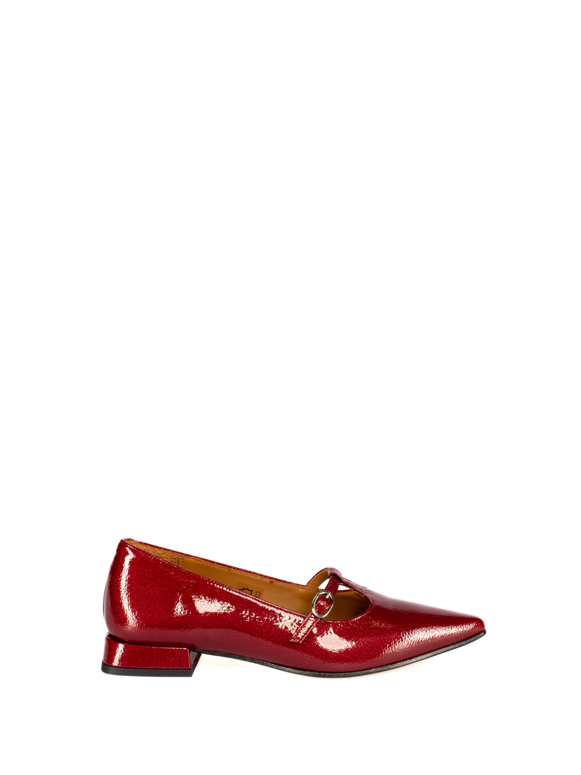 Low heel patent leather shoe