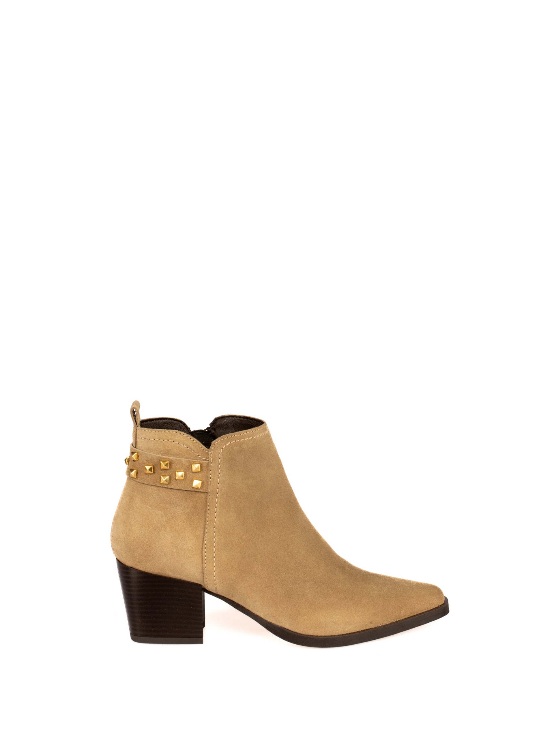 Suede ankle boots with studded strap
