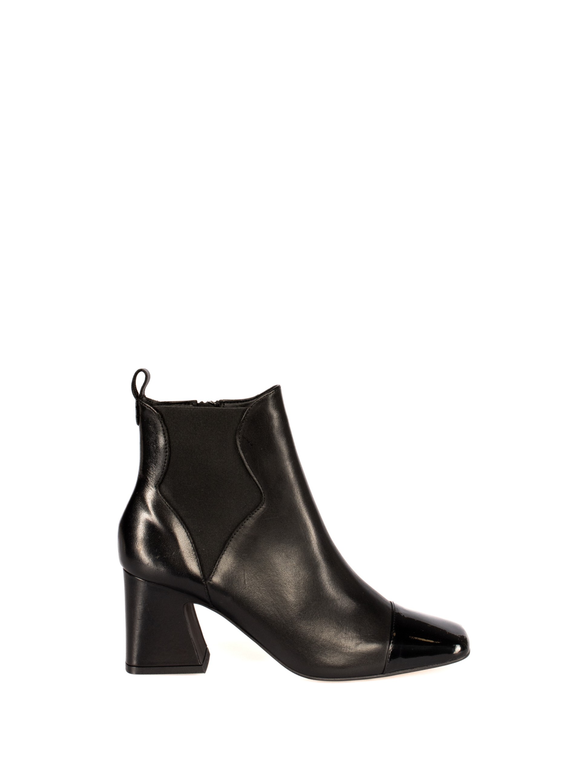 Patent leather high heel ankle boots