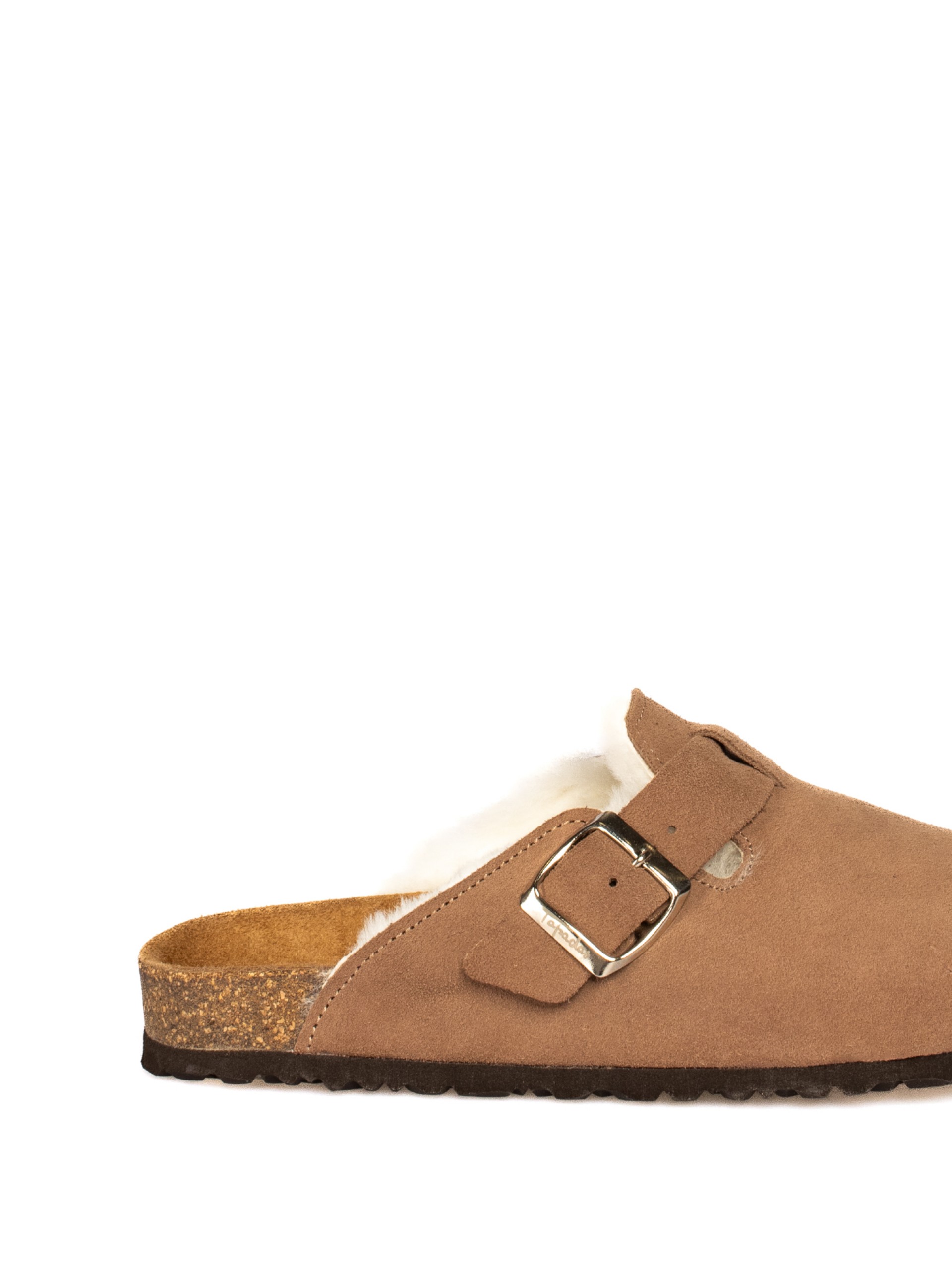 Suede Clogs with Fur