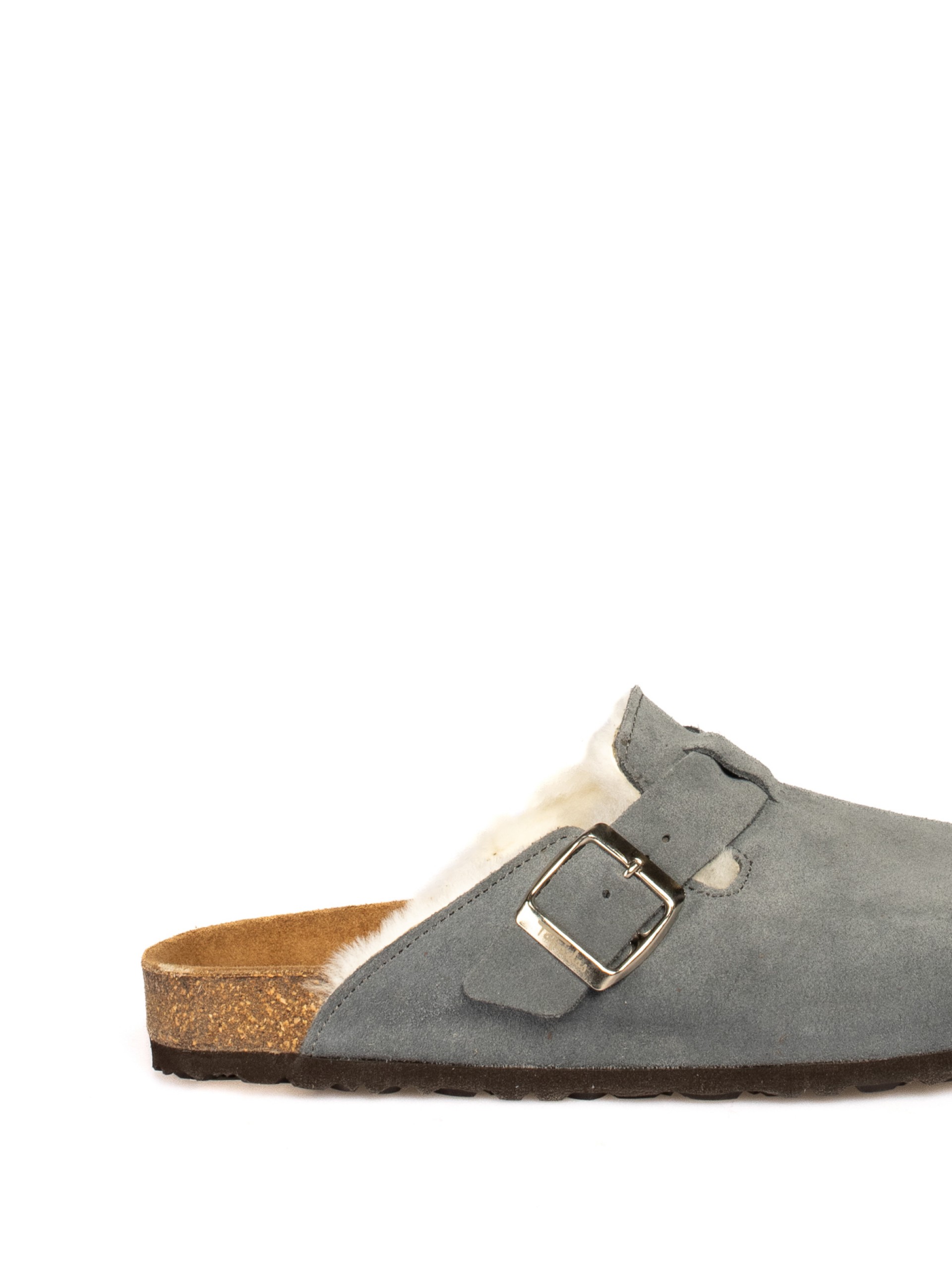 Suede Clogs with Fur
