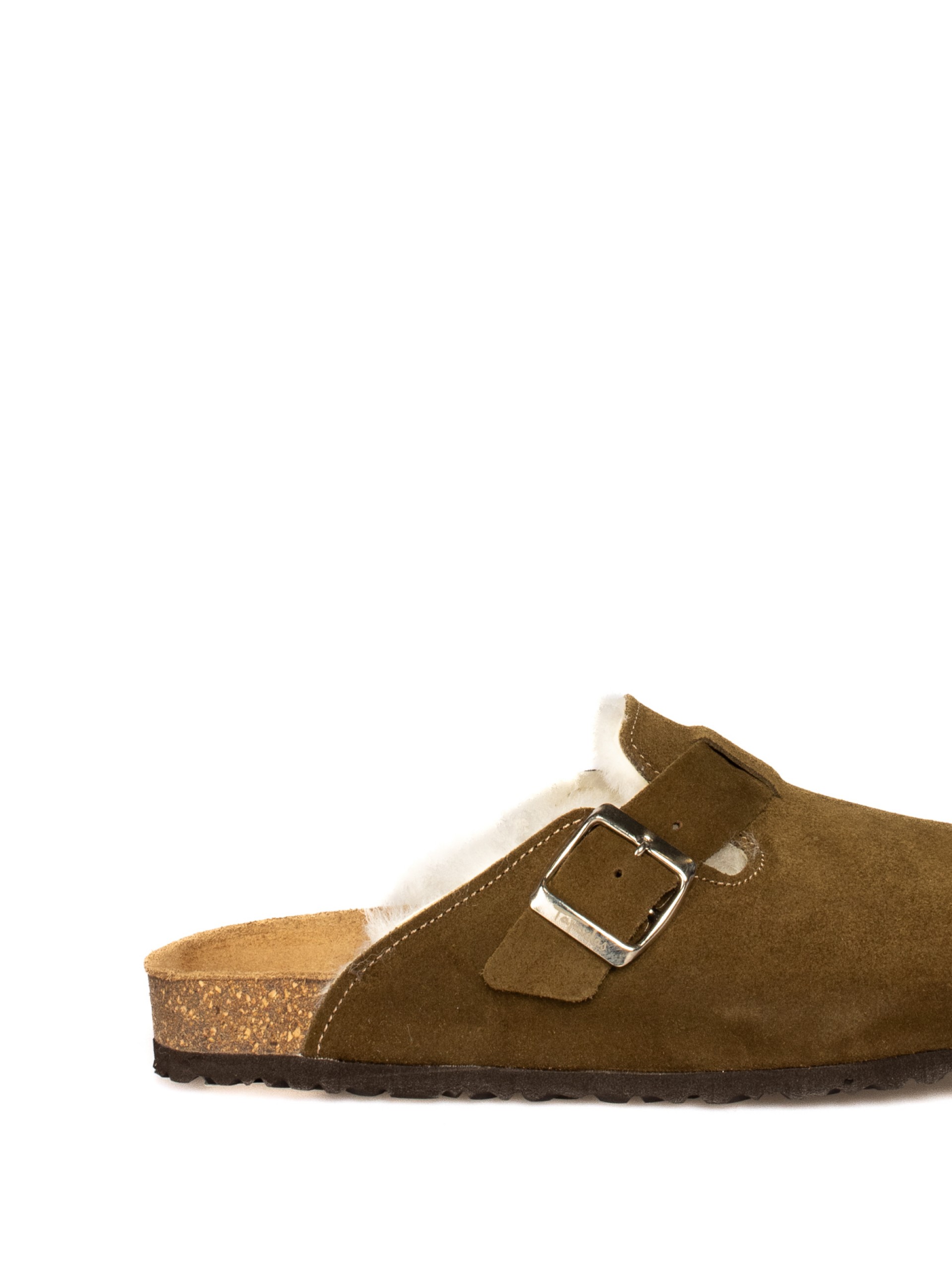 Suede Clogs with Fur