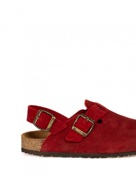 Clogs em camura com tira no calcanhar
