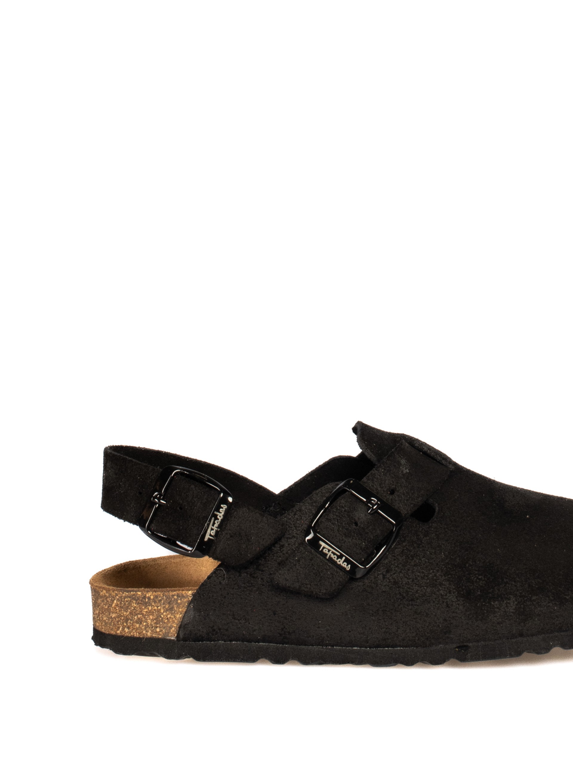 Clogs em camurça com tira no calcanhar