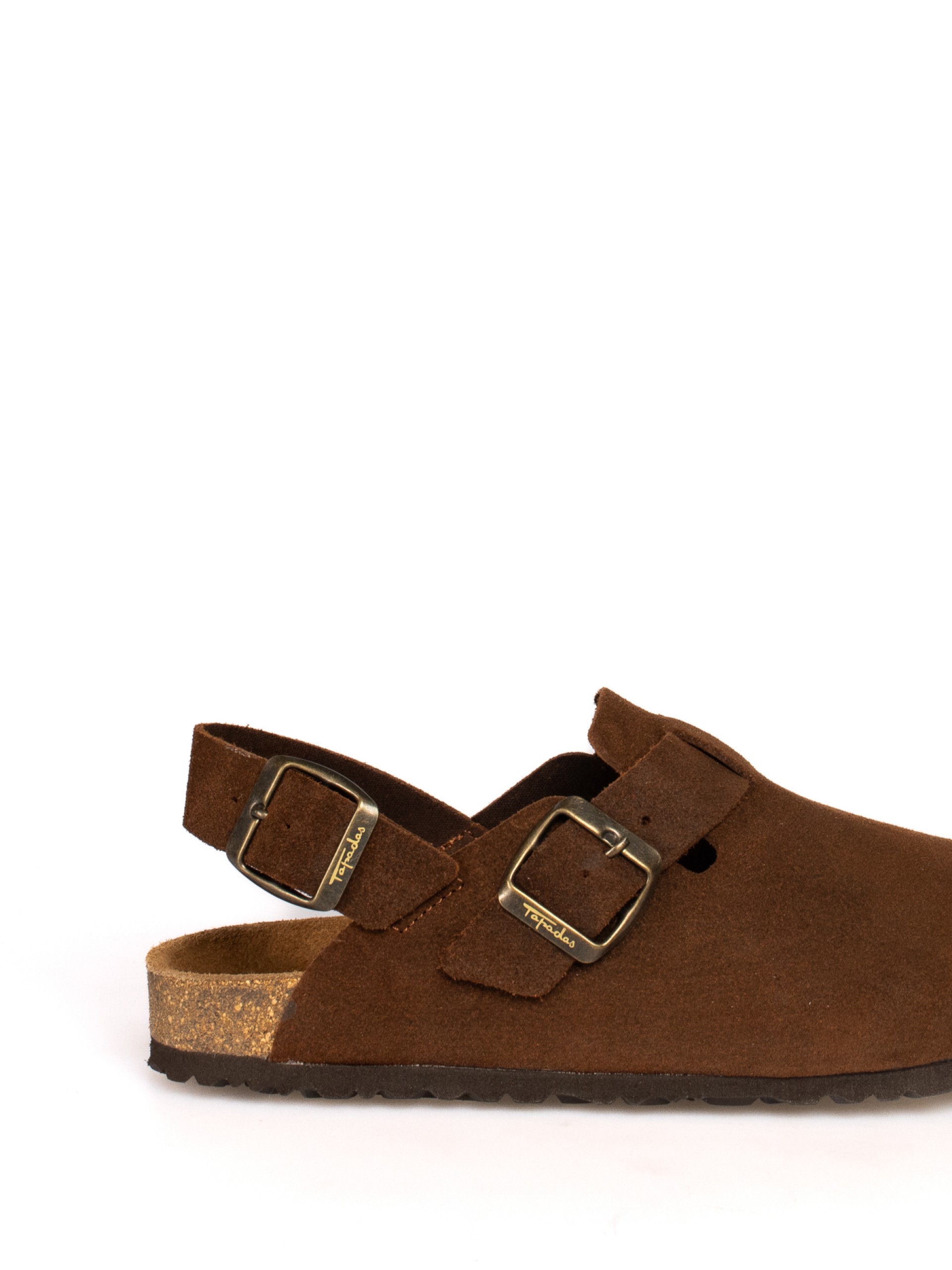 Clogs em camurça com tira no calcanhar