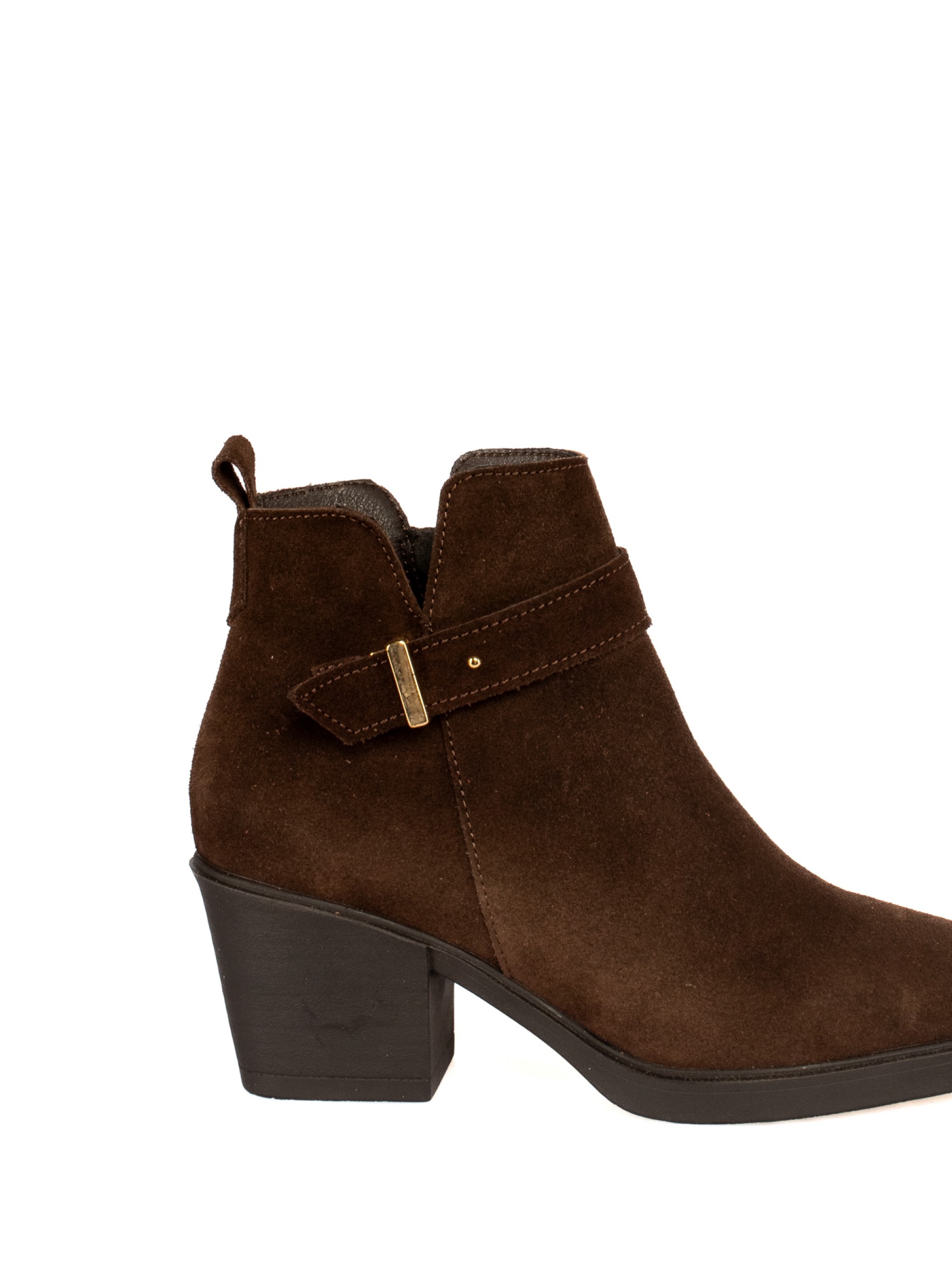 Suede Ankle Boot with Buckle