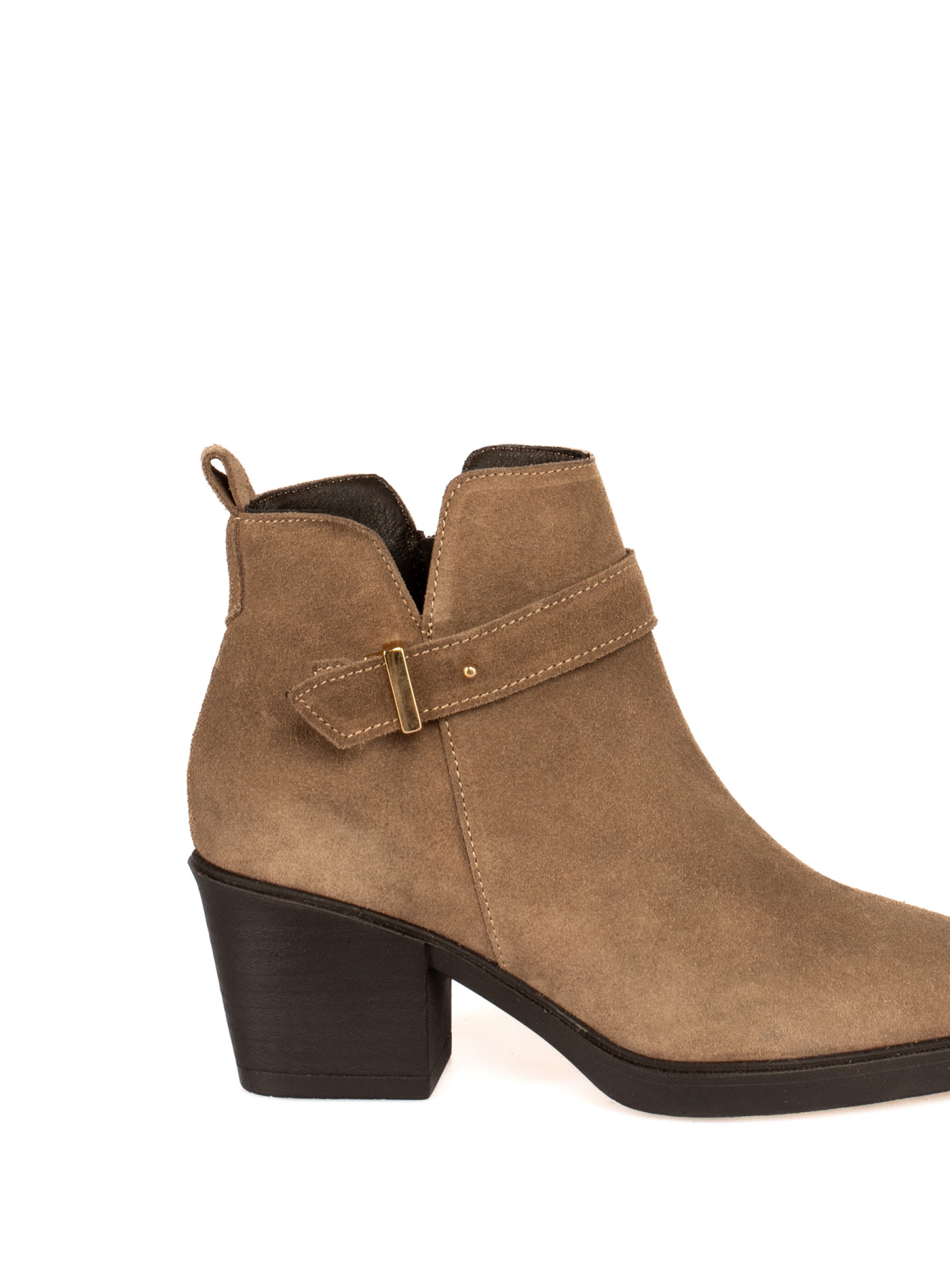 Suede Ankle Boot with Buckle