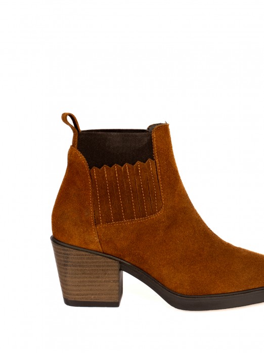 Suede Ankle Boot with Elastic