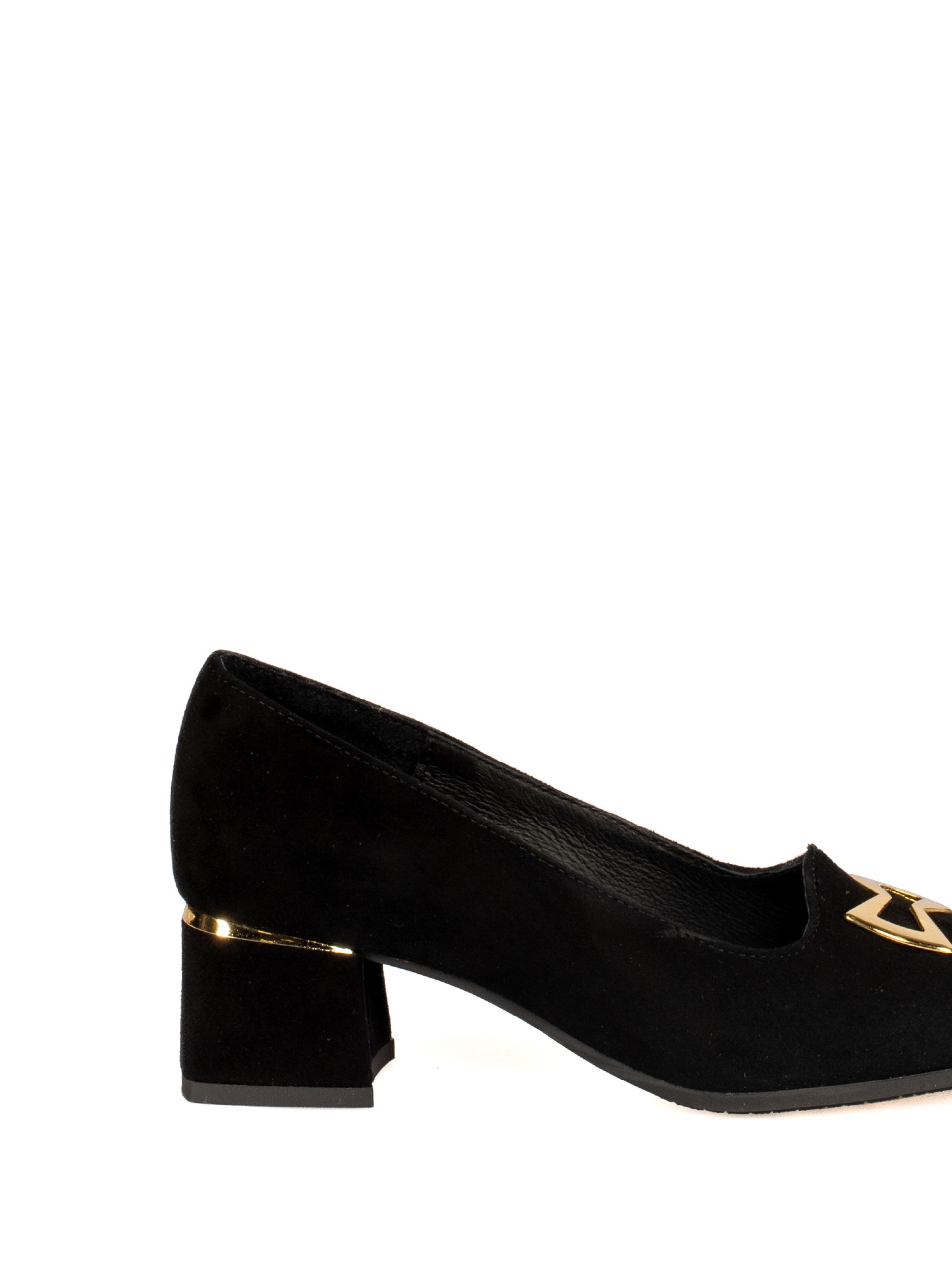 Suede shoe with gold detail