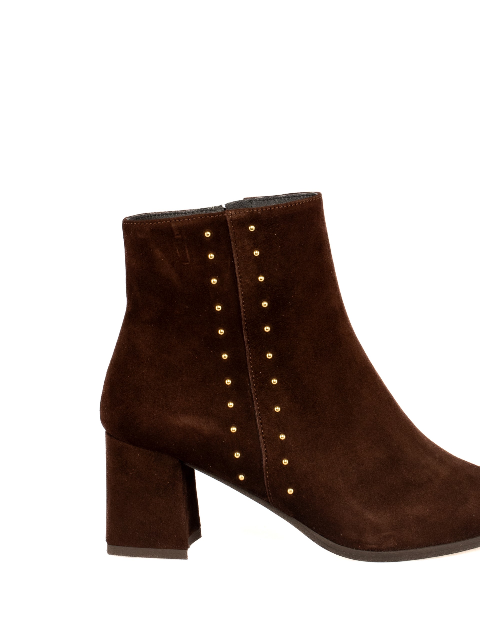 Suede High-Heel
Ankle Boot with Studs