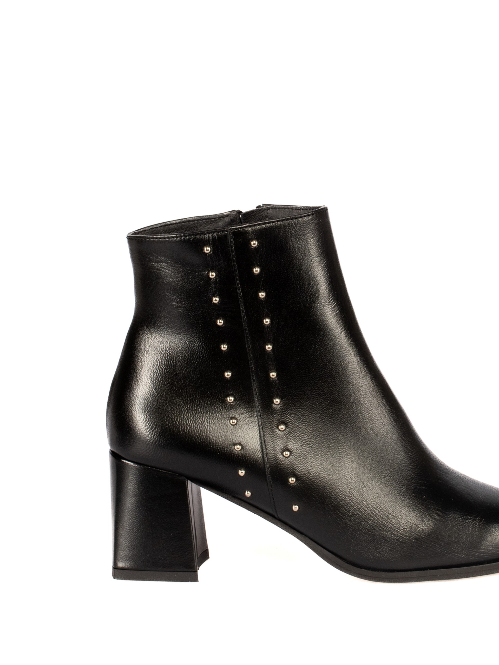 Leather High-Heel Ankle Boot with Studs