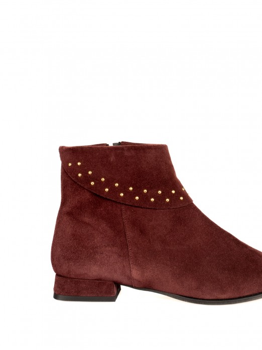 Short Suede Ankle Boot with Studs