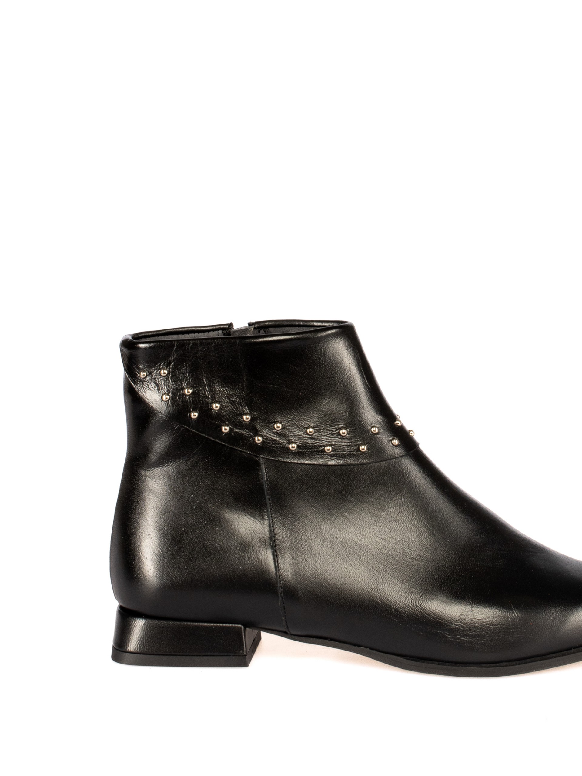 Short Leather Ankle Boot with Studs