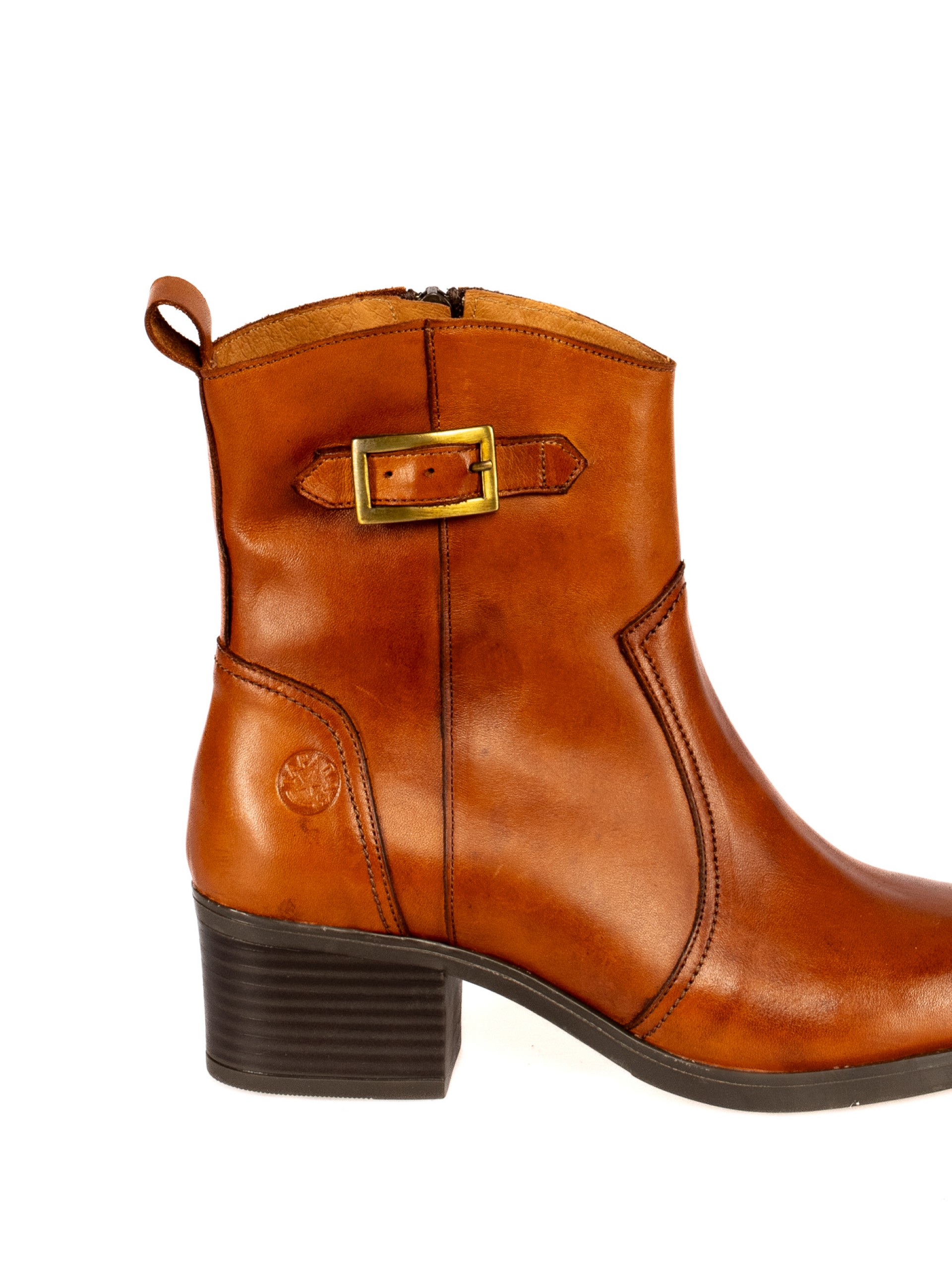 Leather Ankle Boot with Buckle