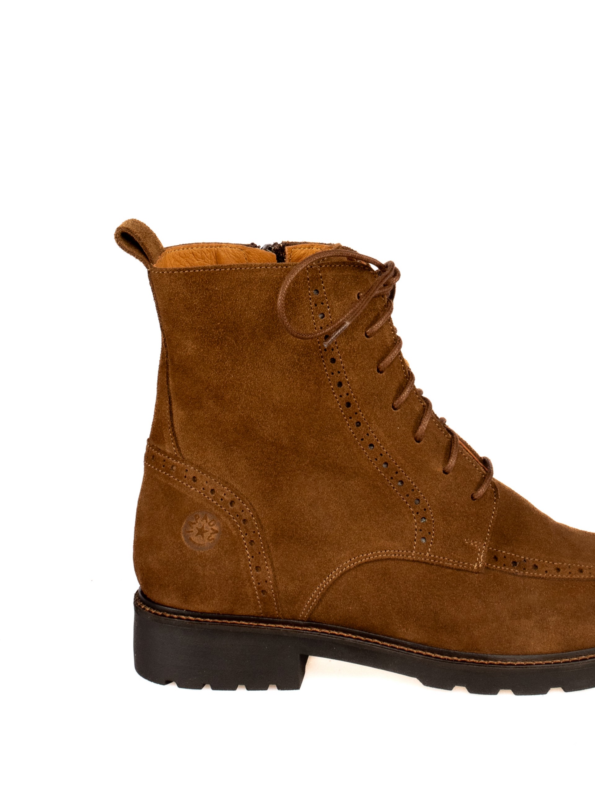 Suede lace-up ankle boot