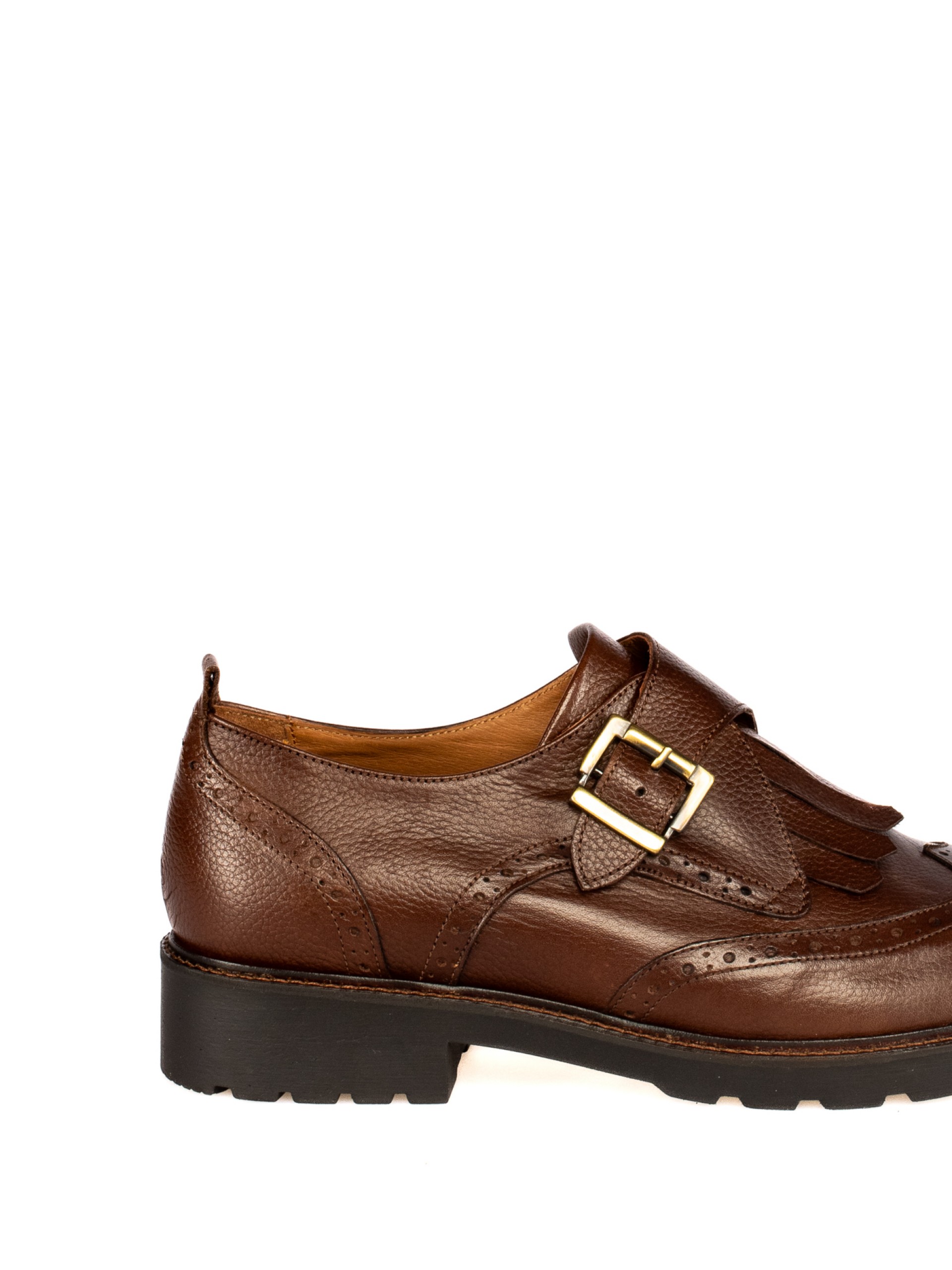 Sapato Oxford com Fivela em Pele