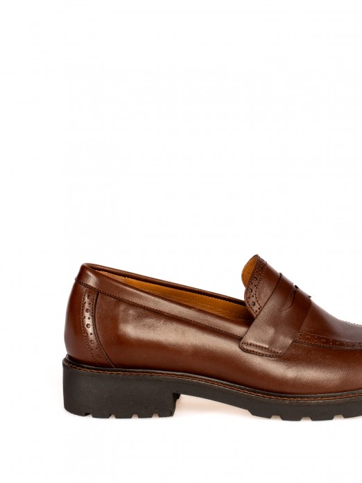 High-Soled Leather Moccasin.