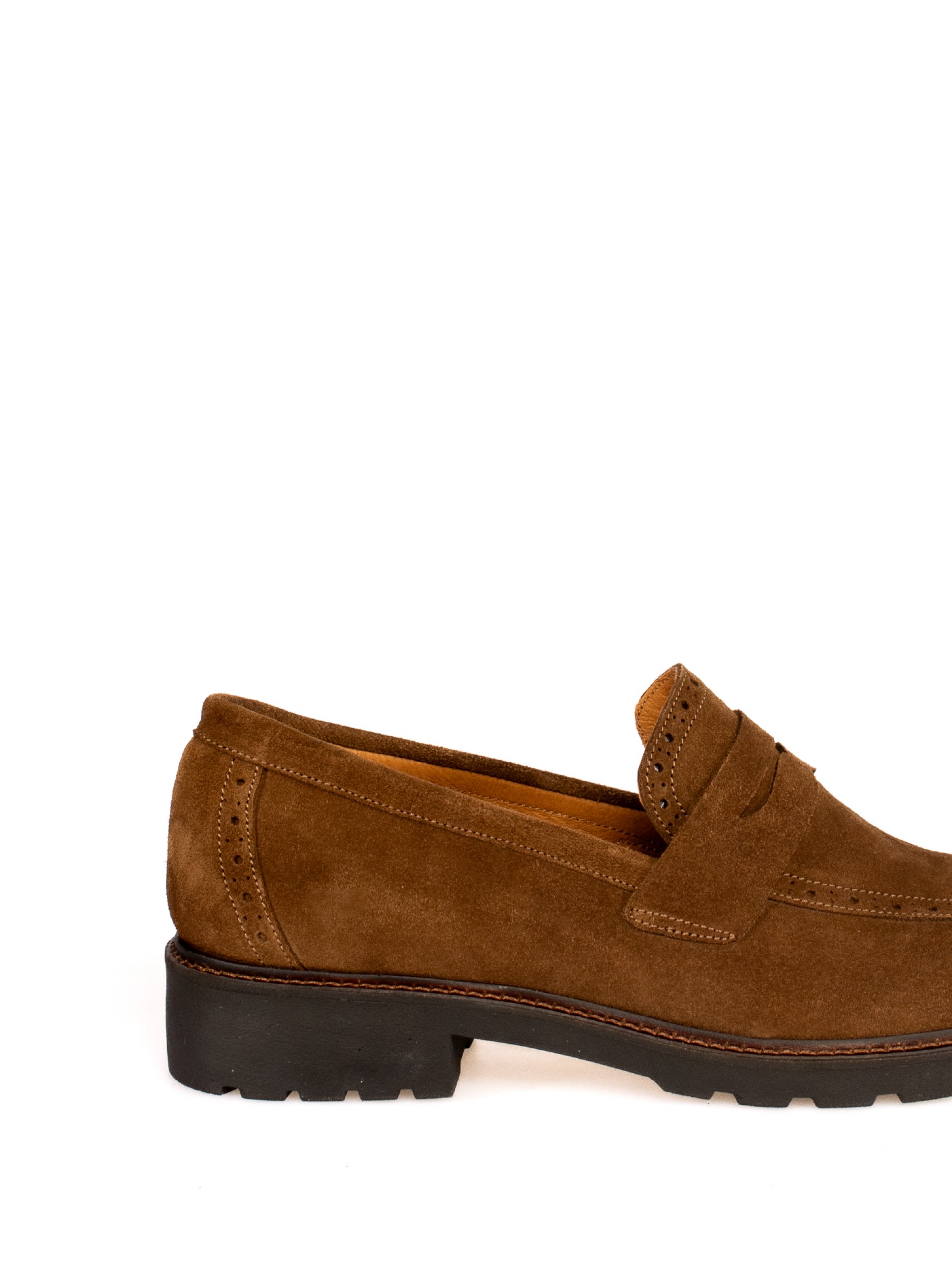 Mocassim Sola Alta em camurça